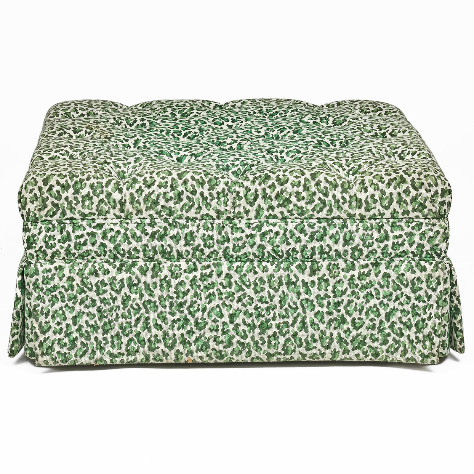 Leopard Tufted Upholstered Ottoman - 4