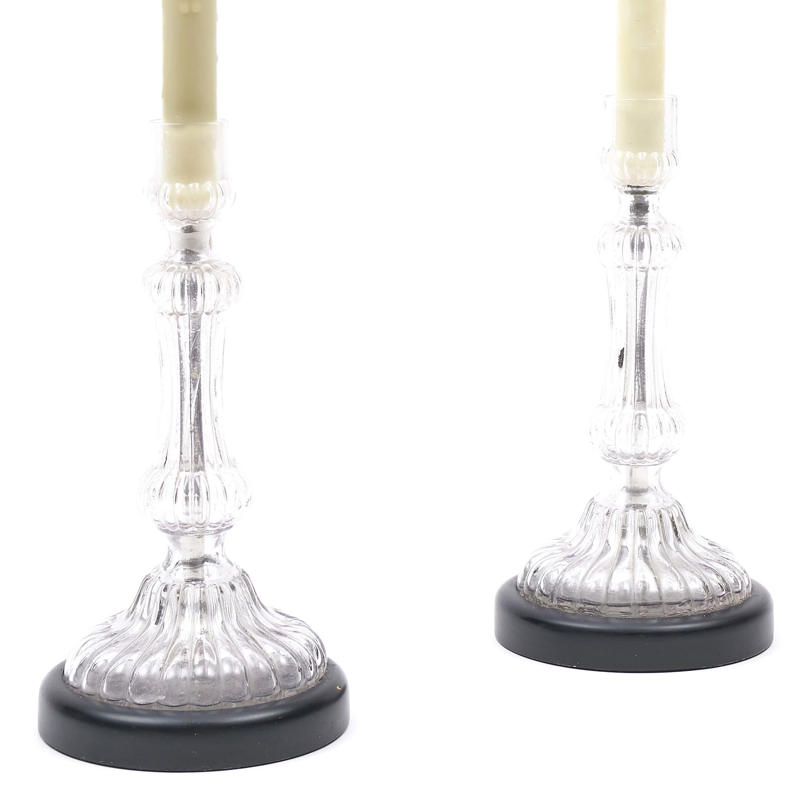 Pair of Glass Candlesticks Mounted as Lamps (1 of 6)