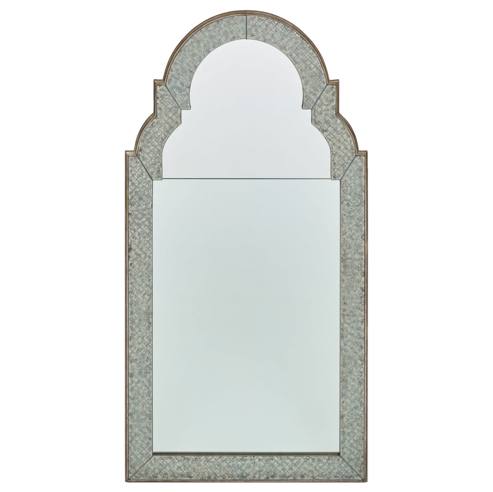 Queen Anne Style Verre Eglomise Mirror: Queen Anne Style Verre Eglomise Mirror 4 ft. 6 x 27 1/2 in. Private Collection of an Atlanta Collector.