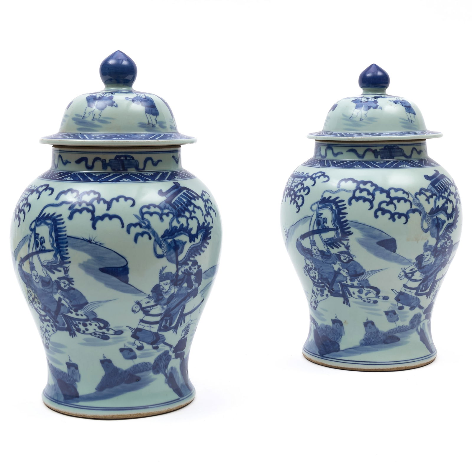 Pair of Large Chinese Blue and White Porcelain Jars and Covers (1 of 10)