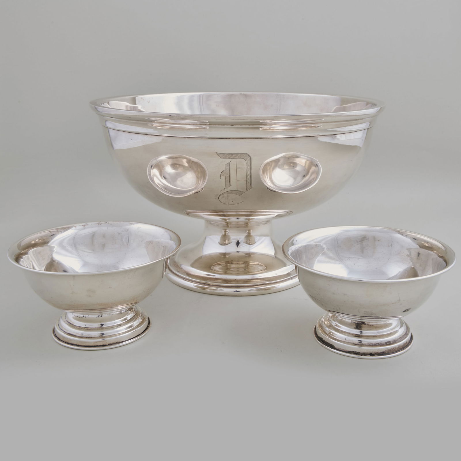 Kirk & Son Silver Punch Bowl and a Pair of Mexican Silver Bowls (1 of 17)