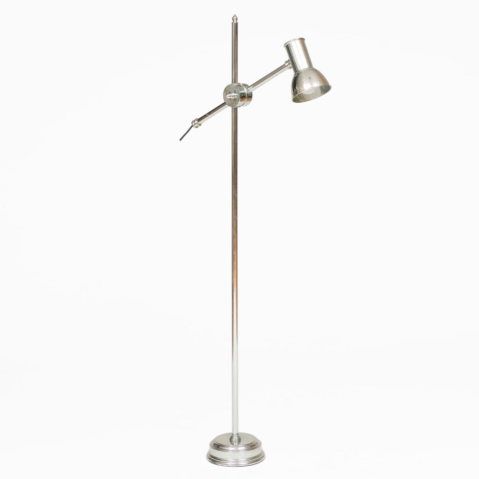 Adjustable Chrome Floor Lamp: Adjustable Chrome Floor Lamp5 ft. 5 in. x 24 in. (approx. max. height).Private Collection of an Atlanta Collector.