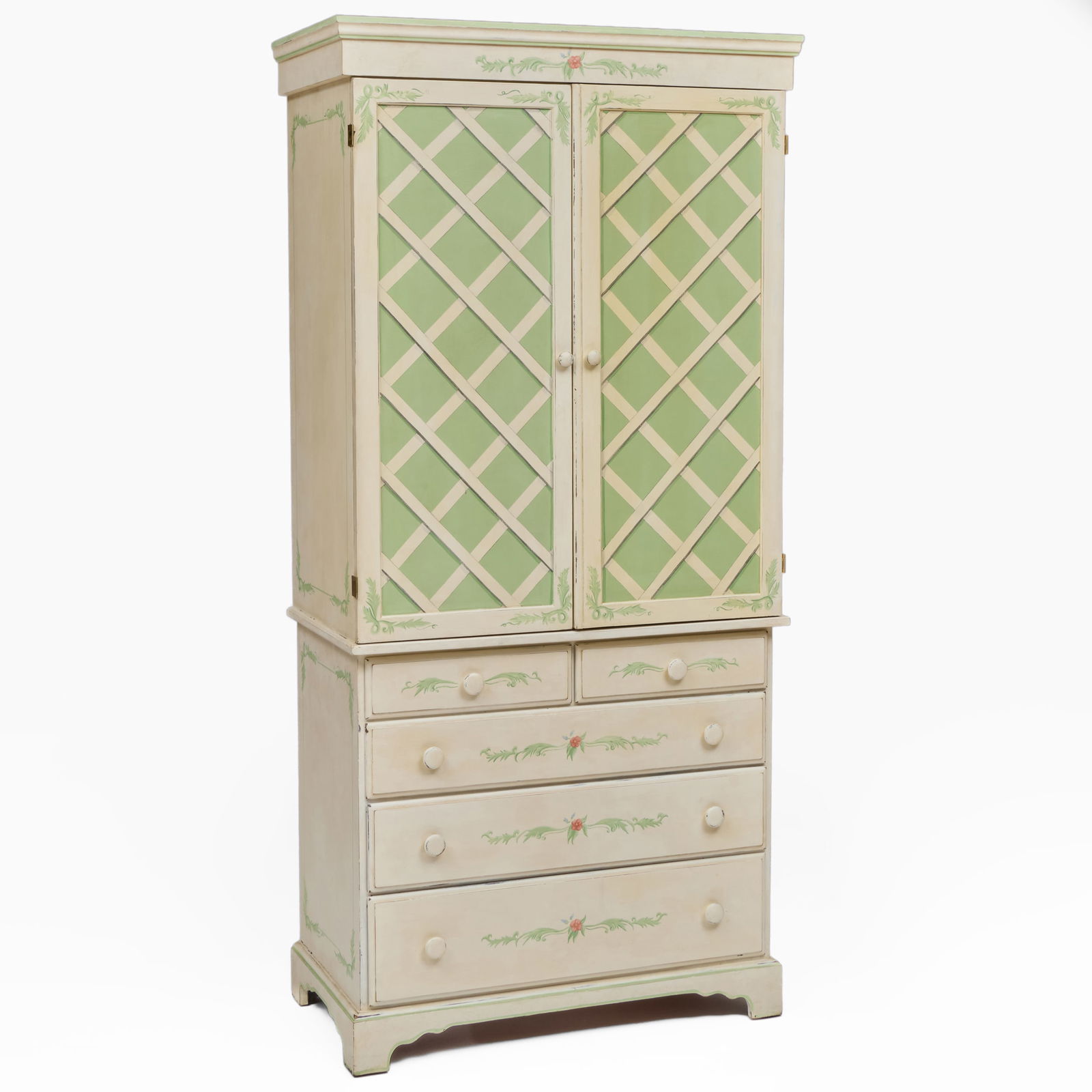 Painted Trelliswork Cupboard - 2