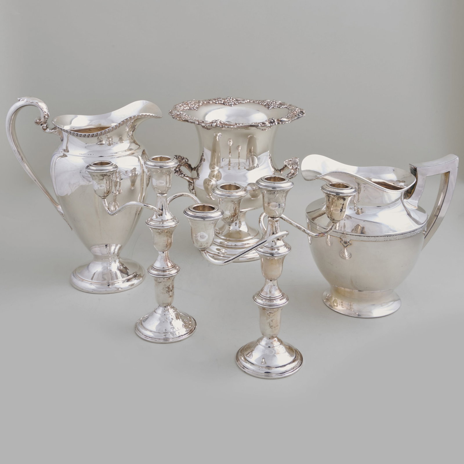 Pair of American Silver Three-Light Candelabra and a Group of Silver Plate Drinkware (1 of 20)