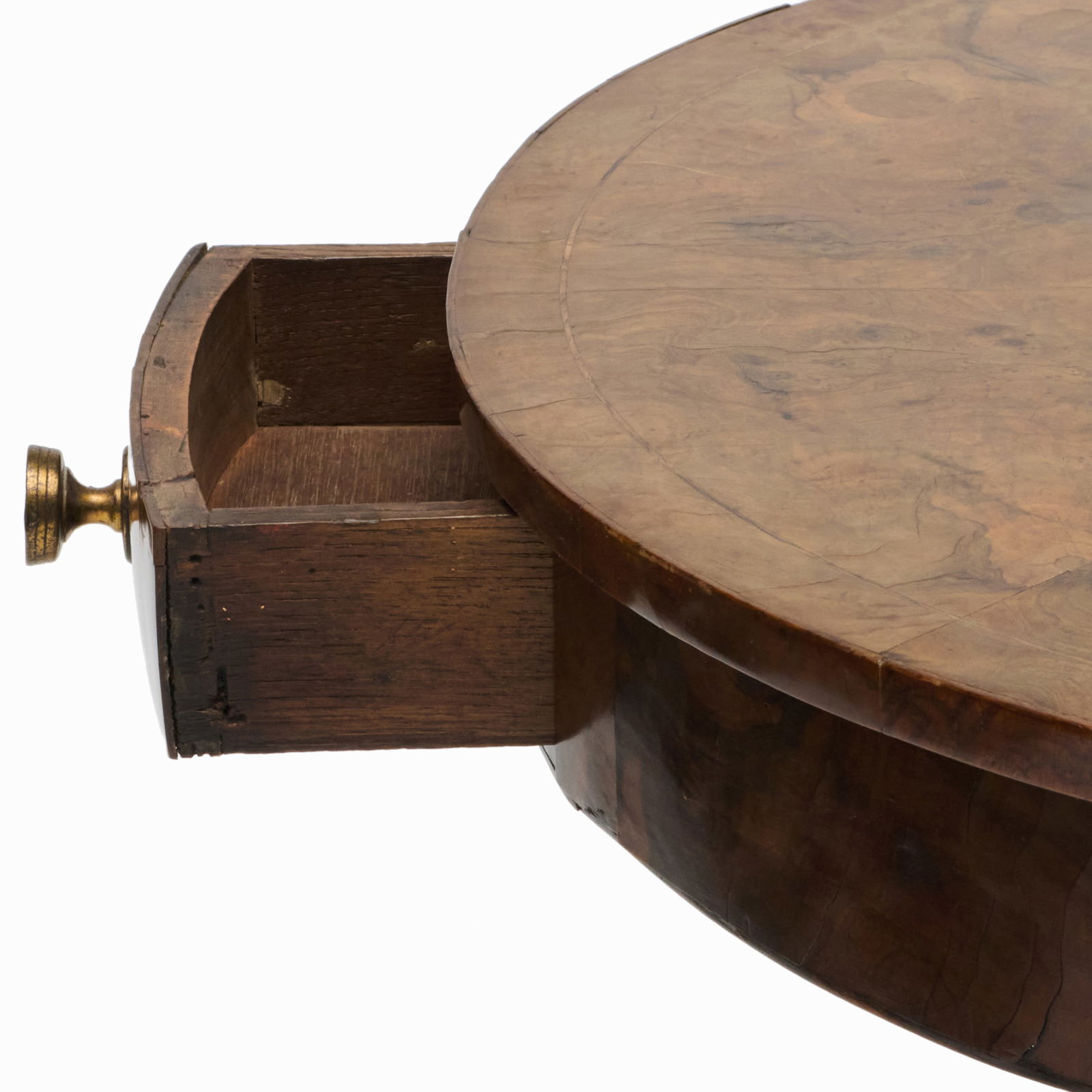 Regency Walnut and Mahogany Drum Form Side Table - 3