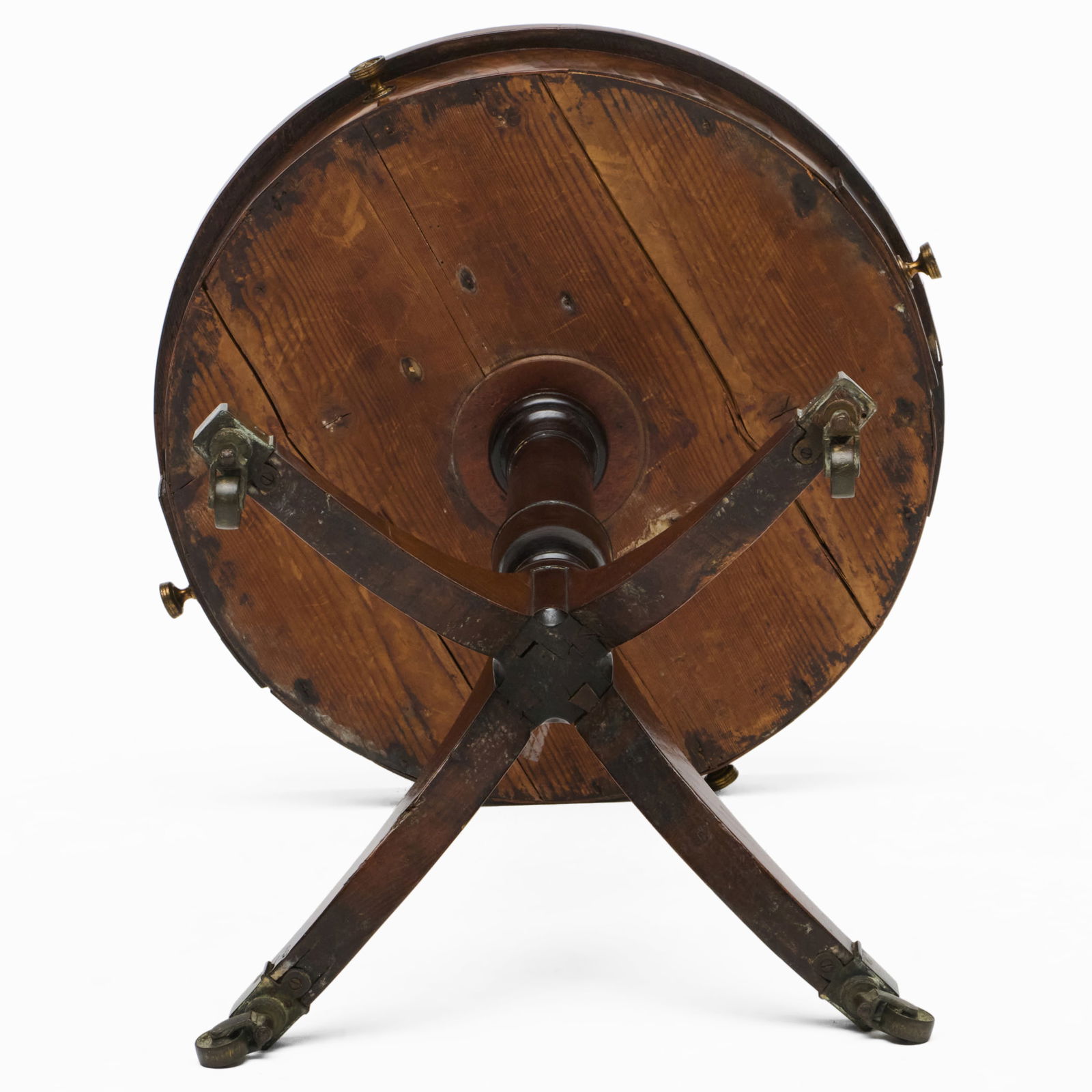 Regency Walnut and Mahogany Drum Form Side Table - 6