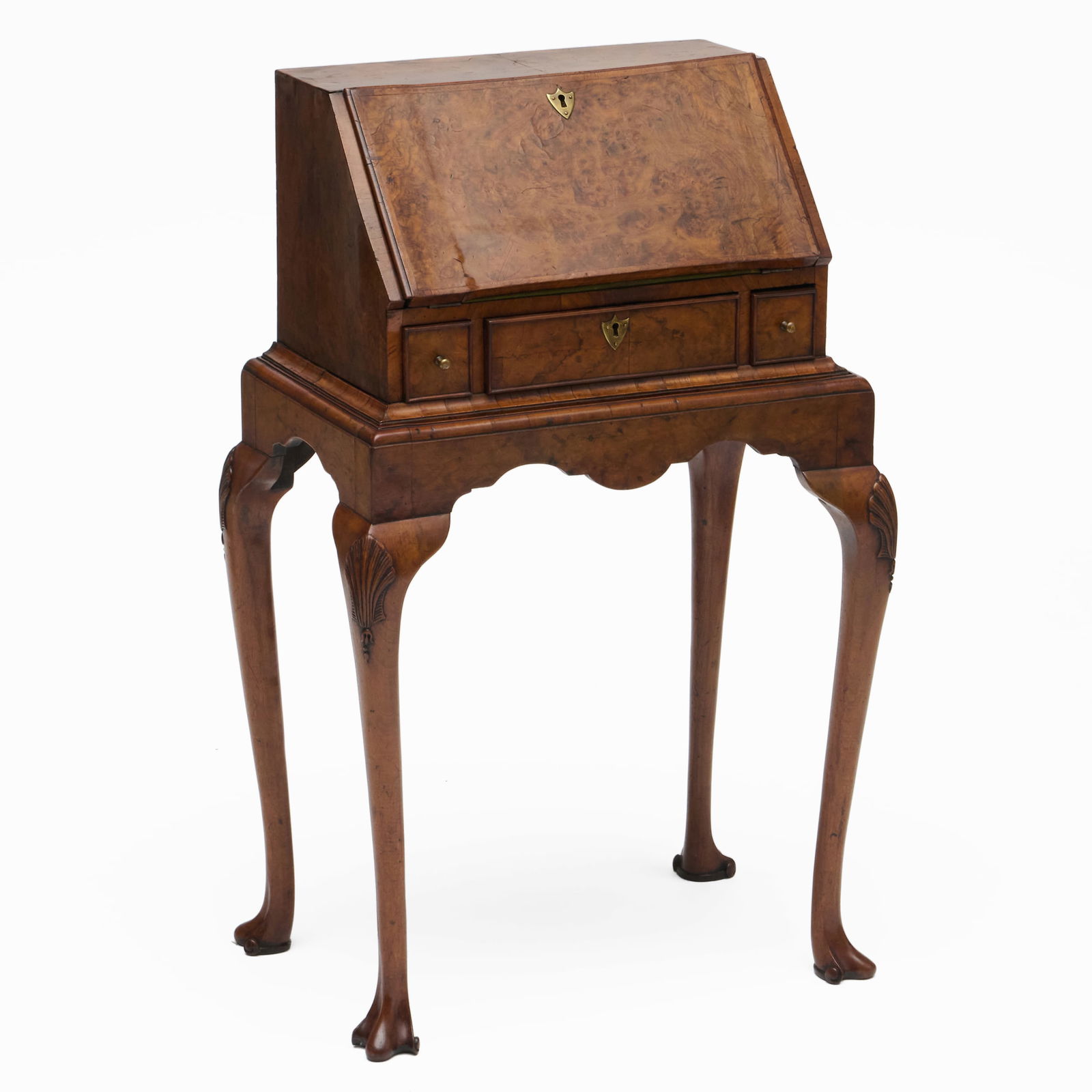 Small George II Walnut Slant-Front Bureau on Later Irish Style Stand (1 of 12)
