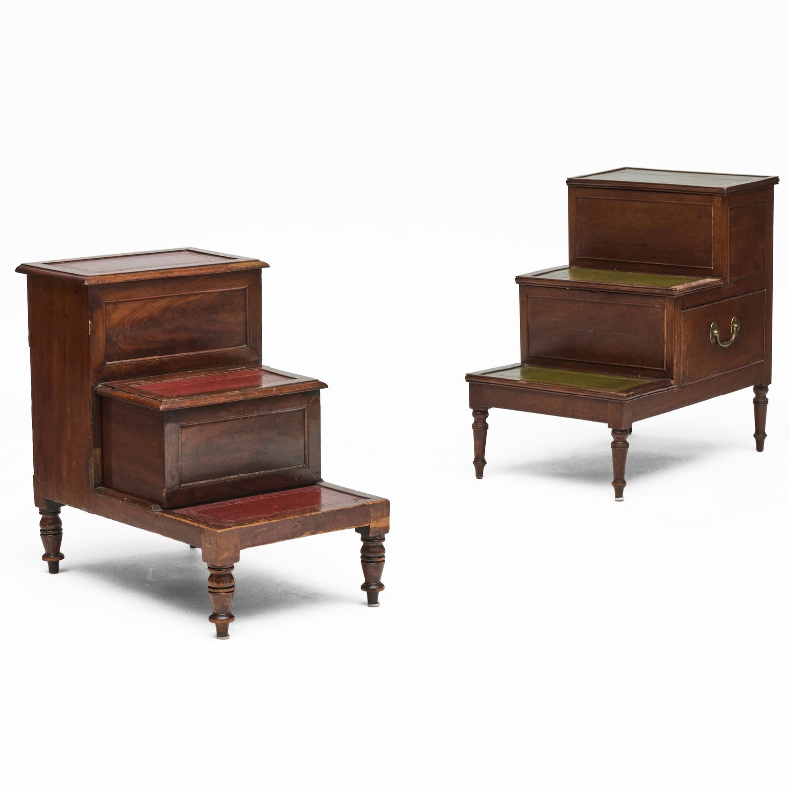 Two Late Regency Mahogany and Leather Bed Steps (1 of 9)