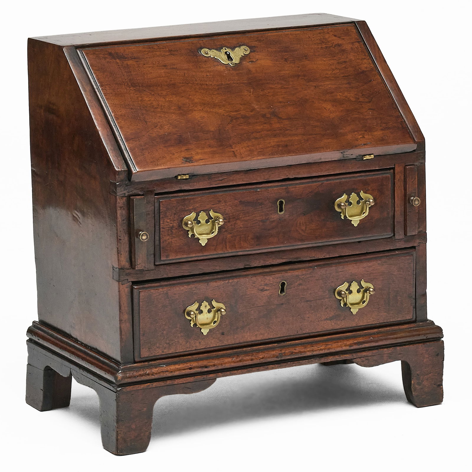 Miniature George III Oak Slant-Front Bureau: Miniature George III Oak Slant-Front Bureau 21 x 20 1/2 x 12 in. Property from the Collection of a Prominent Long Island Family.