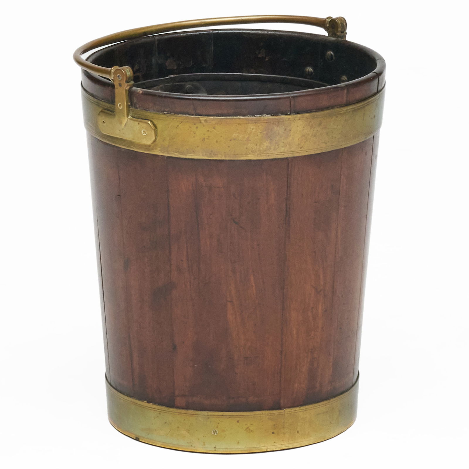 George III Brass-Bound Mahogany Bucket: George III Brass-Bound Mahogany Bucket 25 x 15 in. diam. including the handle. Property from the Collection of a Prominent Long Island Family.