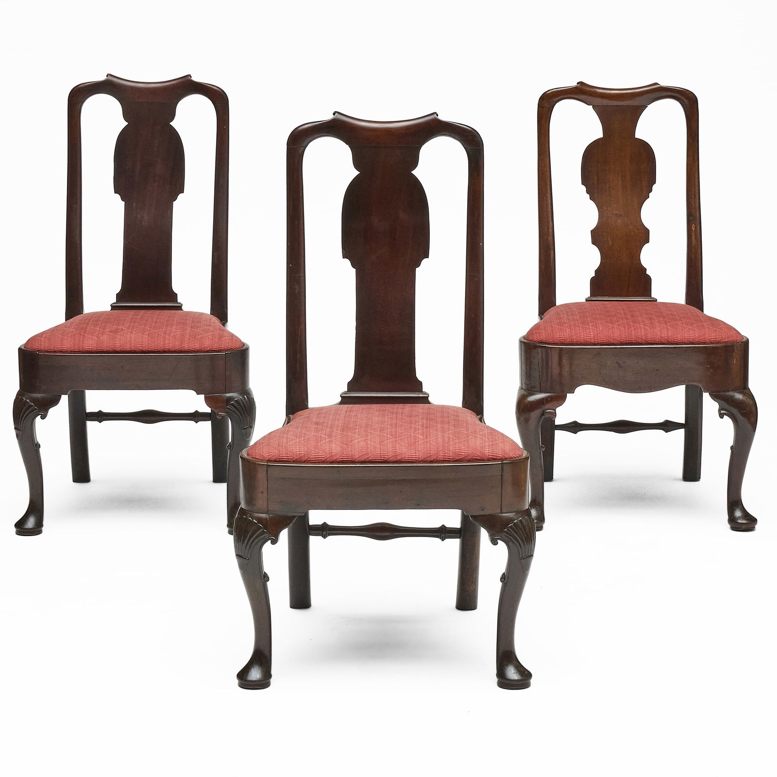 Three George II Mahogany Side Chairs: Three George II Mahogany Side Chairs 40 x 15 1/2 x 21 in., seat height 18 in. Property from the Collection of a Prominent Long Island Family.
