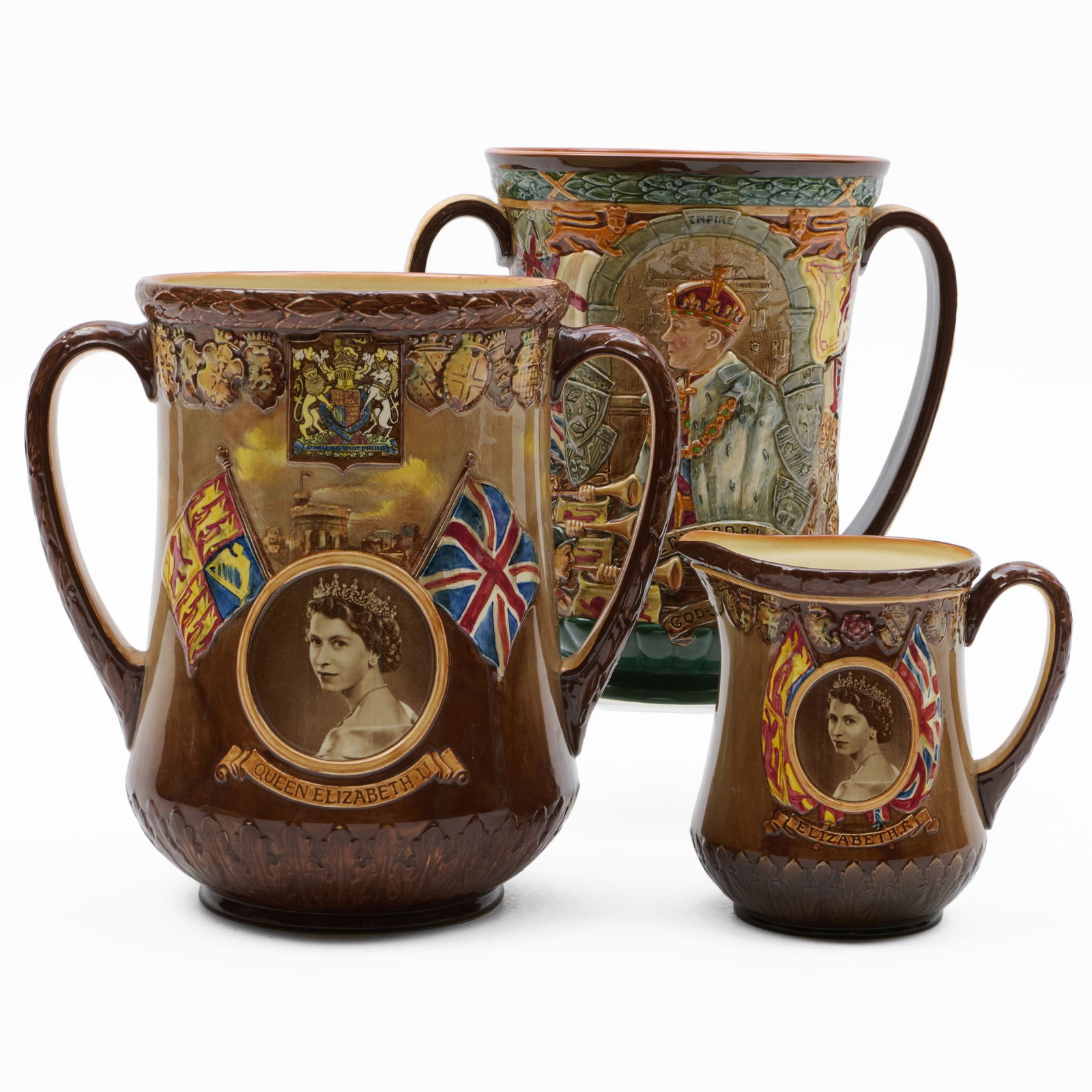 Group of Three Royal Doulton Porcelain Elizabeth II and Edward VIII Commemorative Wares (1 of 20)