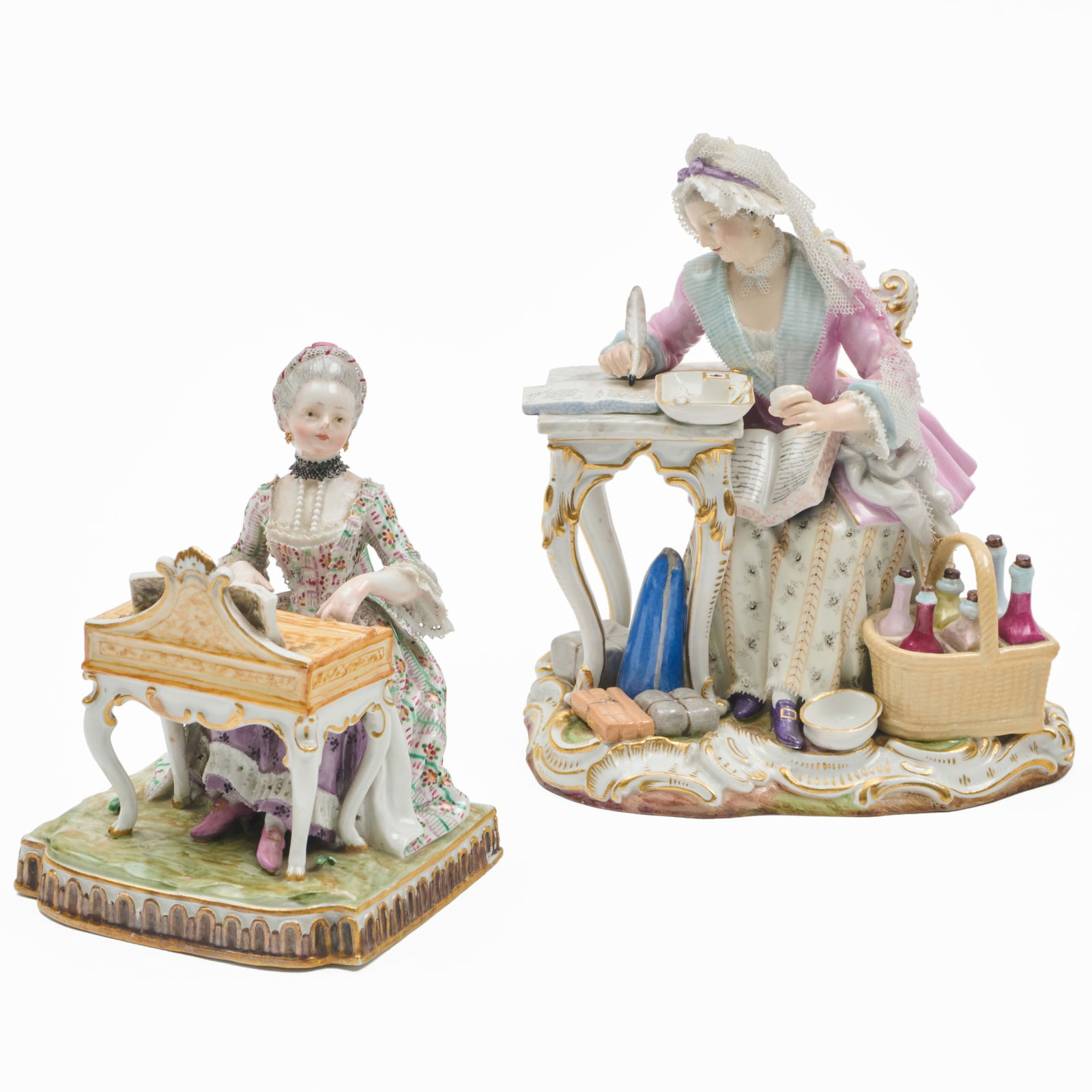 Two Meissen Porcelain Figure Groups of Ladies in Pursuits (1 of 20)
