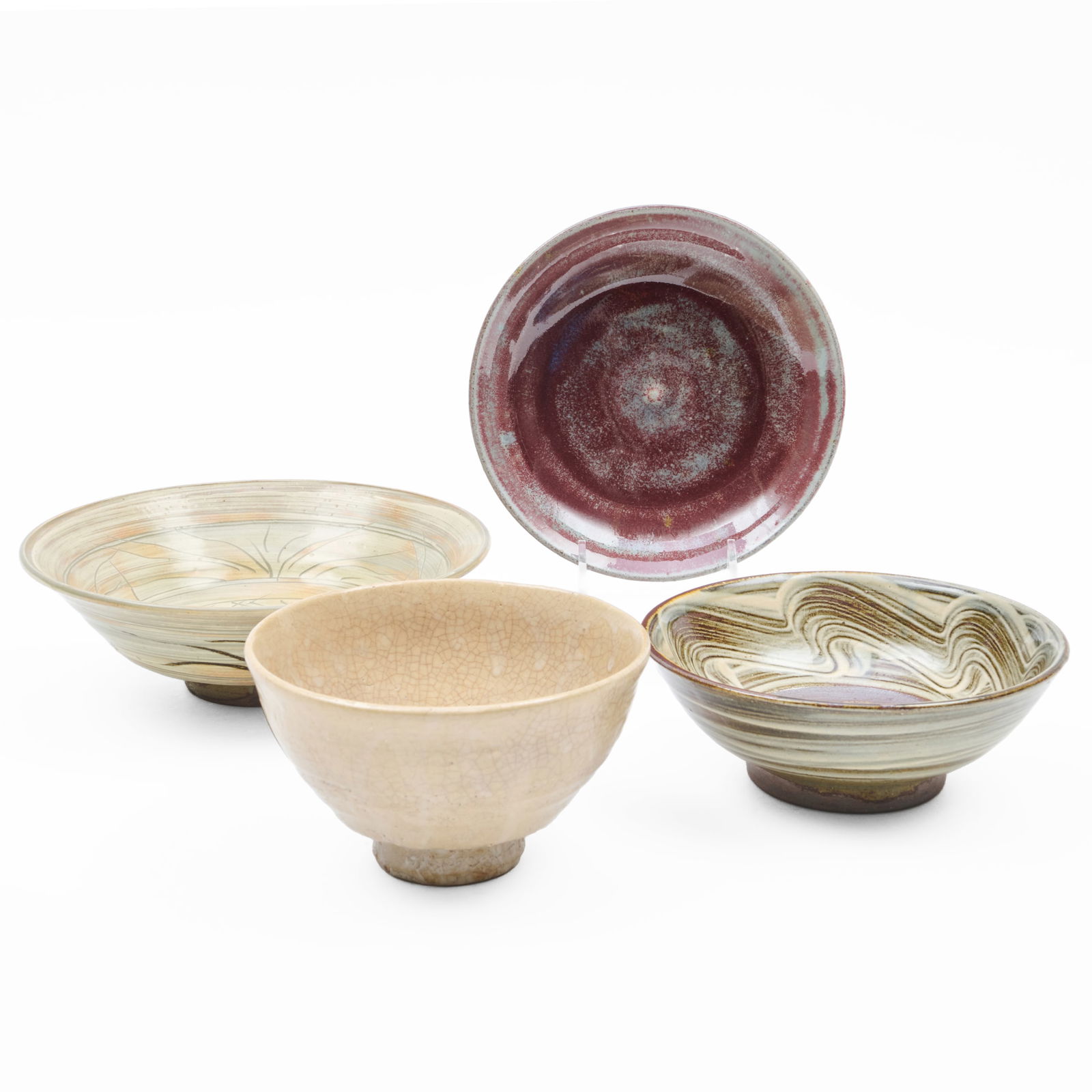 Group of Four Contemporary Japanese Glazed Pottery Bowls (1 of 15)