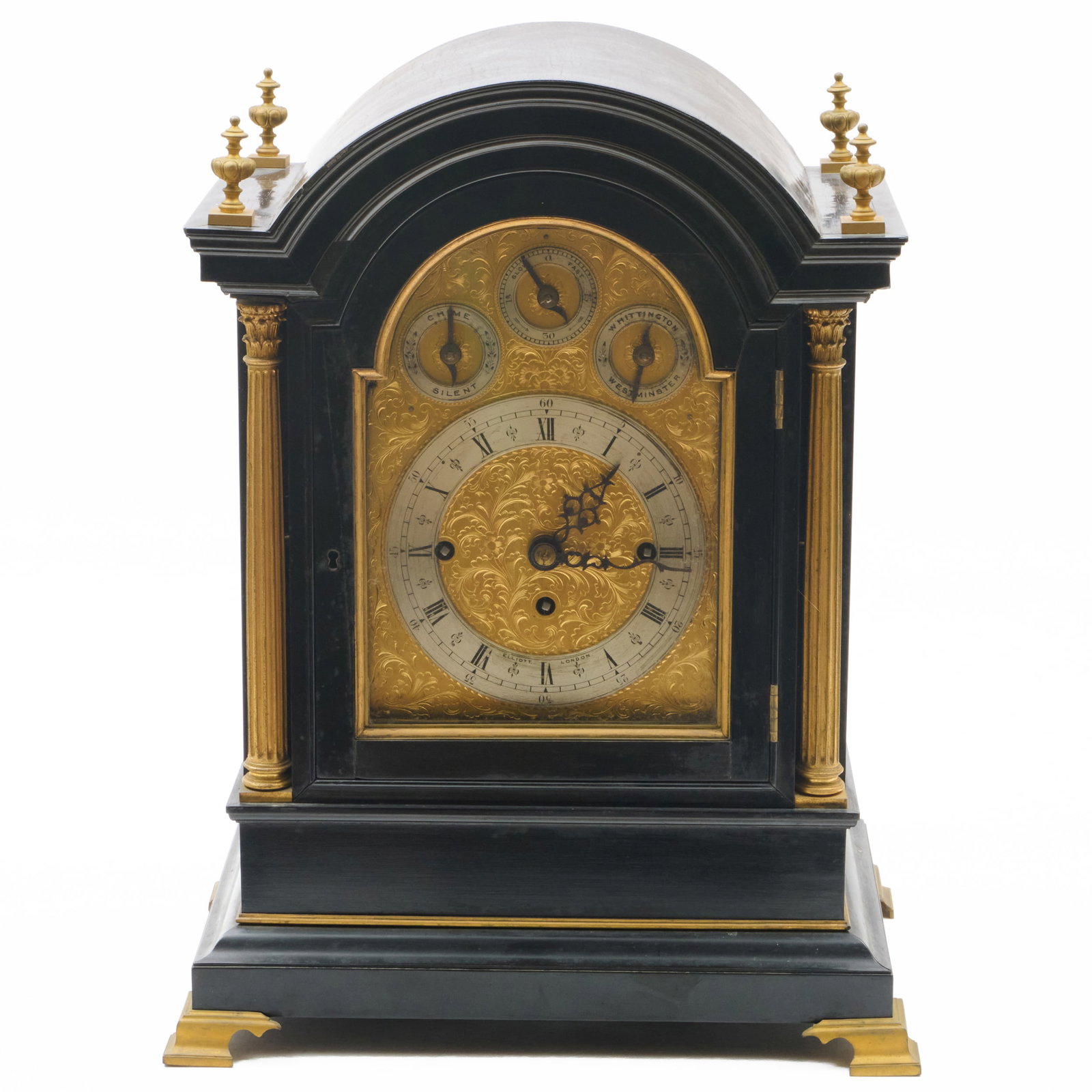 George III Style Gilt-Bronze-Mounted Ebonized Chiming Bracket Clock (1 of 12)