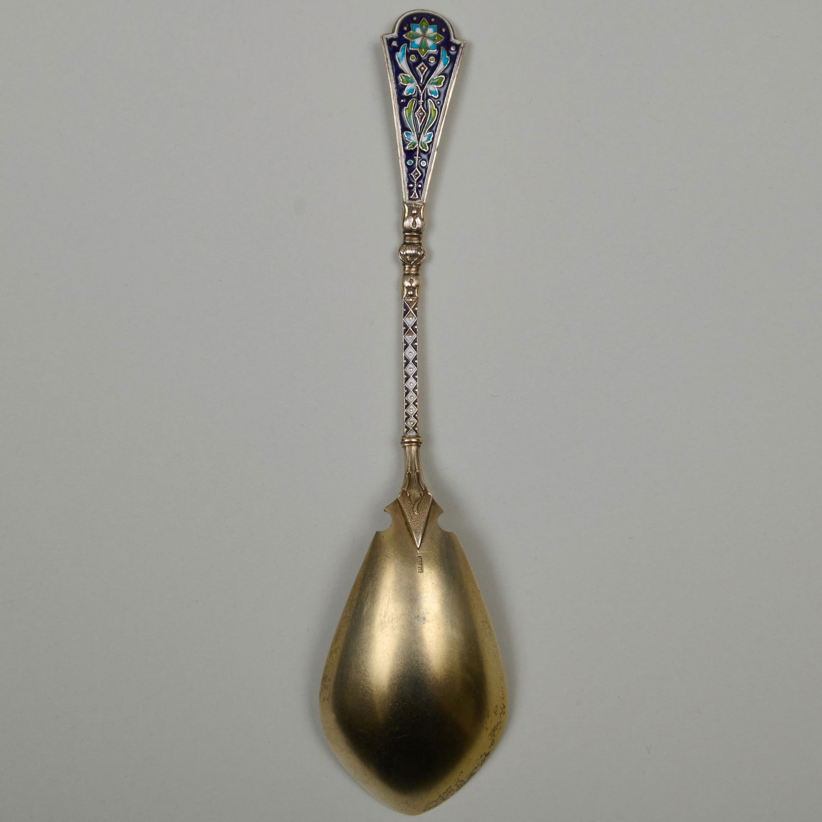 Continental Cloisonne Silver Serving Spoon - 4