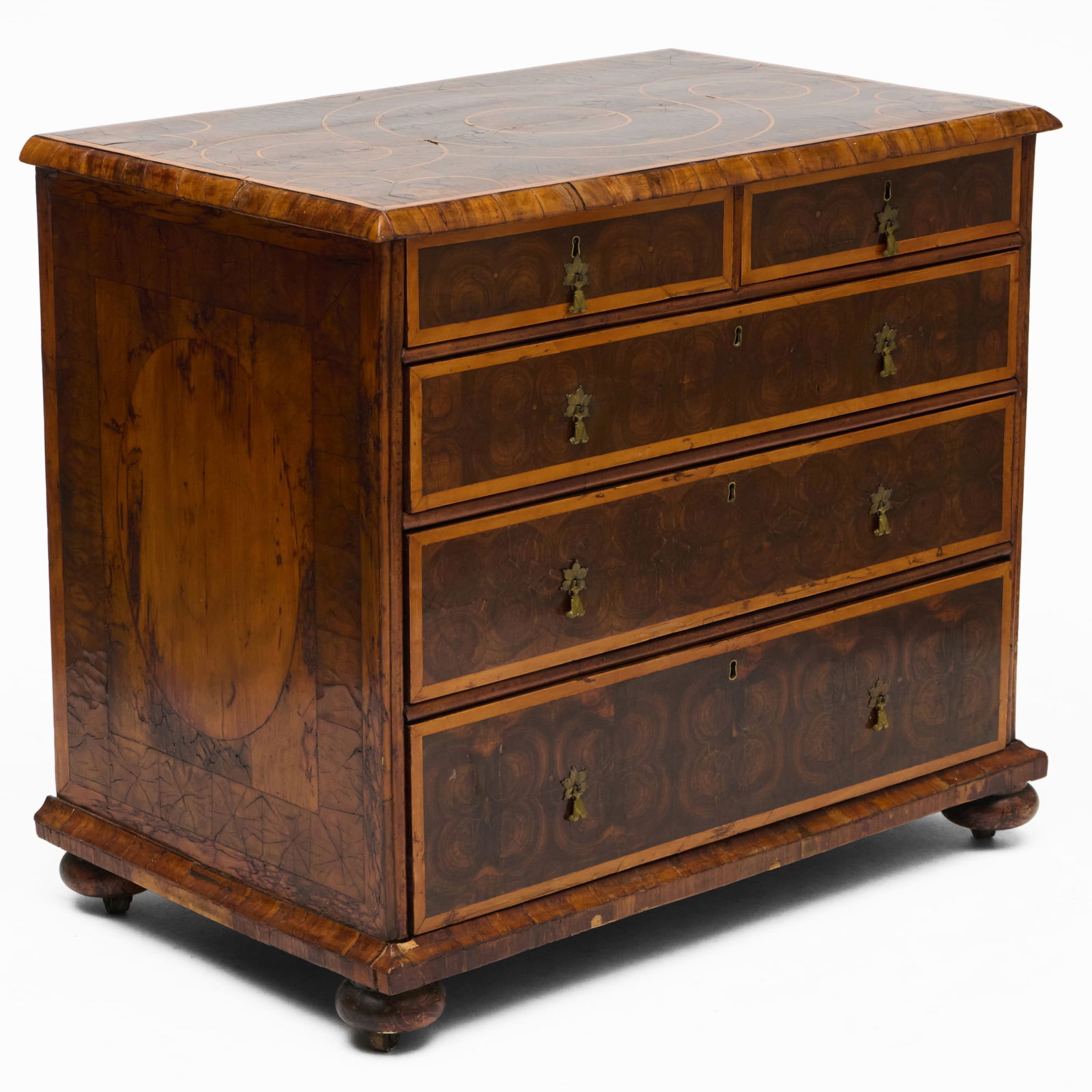 William and Mary Oyster Veneered Fruitwood-Inlaid Walnut Chest of Drawers (1 of 12)