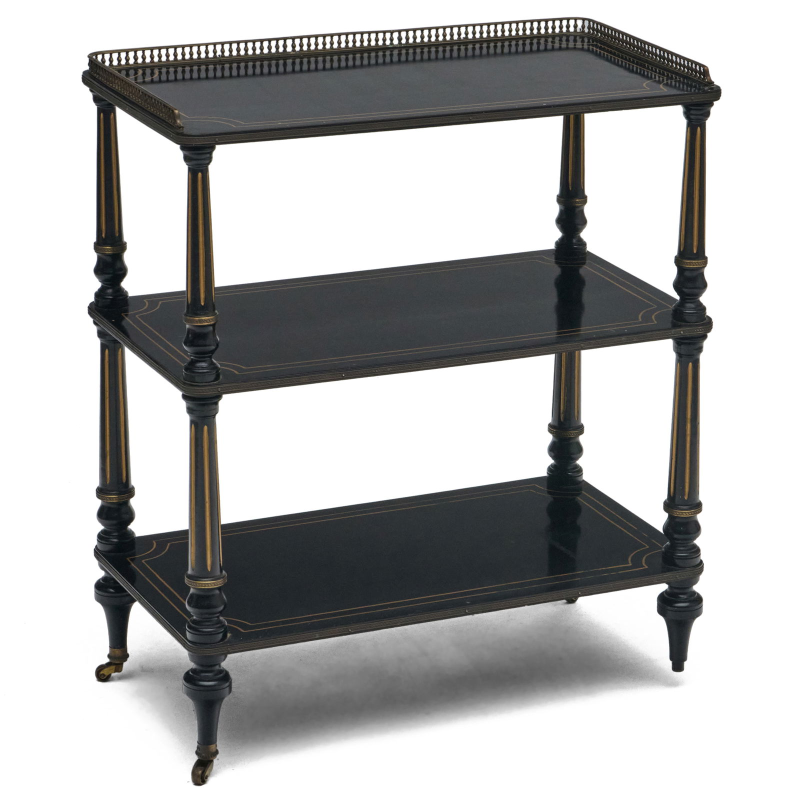 Victorian Brass-Mounted Ebonized and Gilt Etagere (1 of 8)