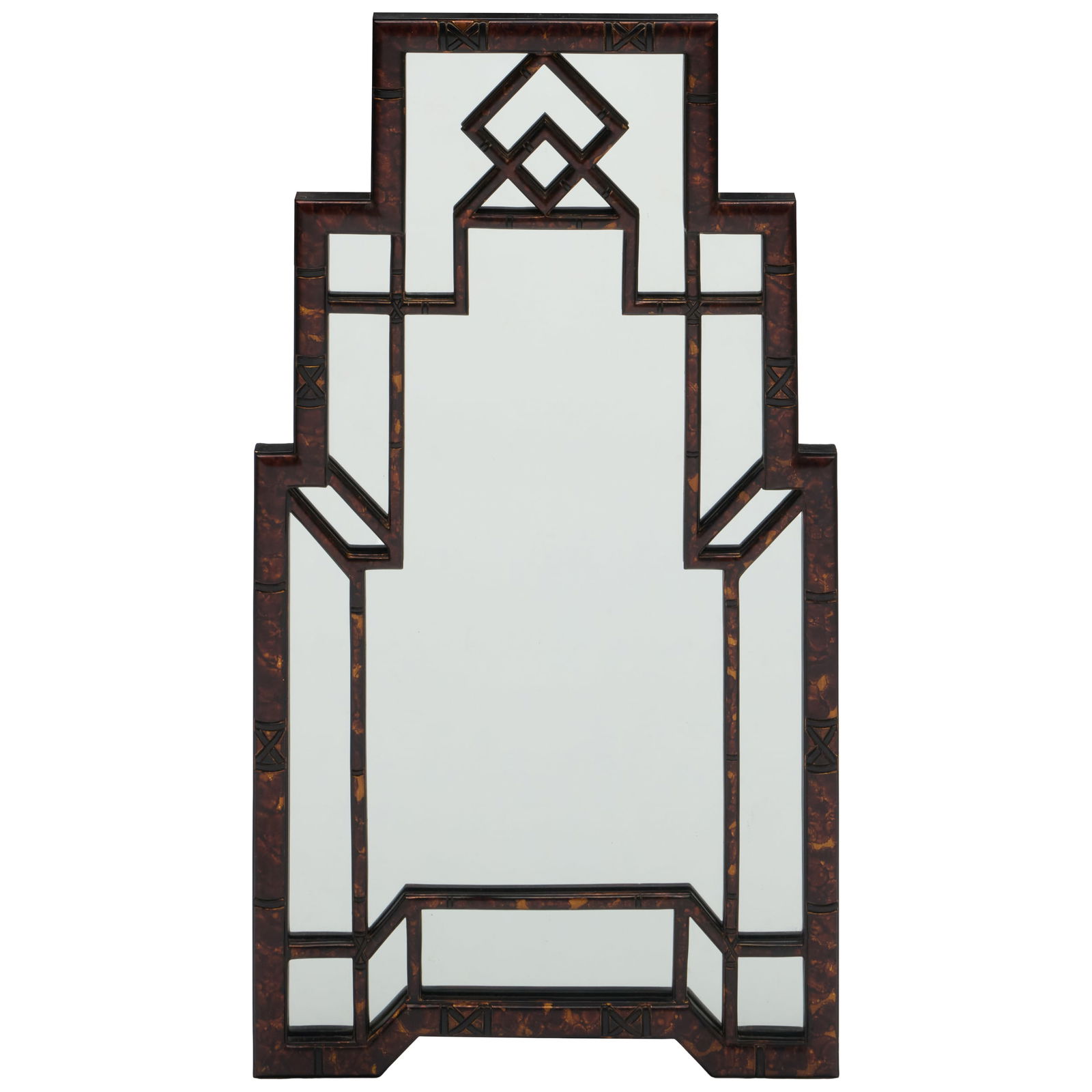 Faux Bamboo Painted and Ebonized Mirror: Faux Bamboo Painted and Ebonized Mirror4 ft. 4 in. x 30 in.Collection of Lynn Chase from Money Pit Farm.