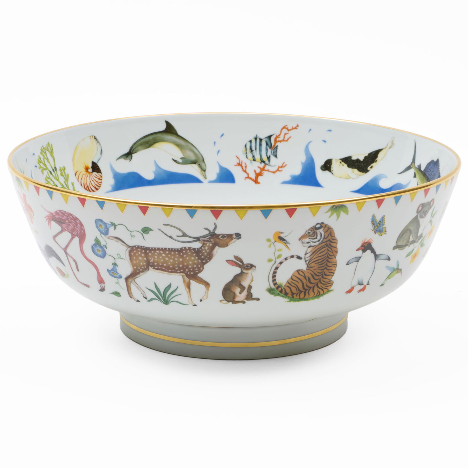 Lynn Chase Porcelain Punch Bowl in the 'Harmony II' Pattern: Lynn Chase Porcelain Punch Bowl in the 'Harmony II' Pattern Printed mark. 6 x 14 3/4 in. diam. Collection of Lynn Chase from Money Pit Farm.