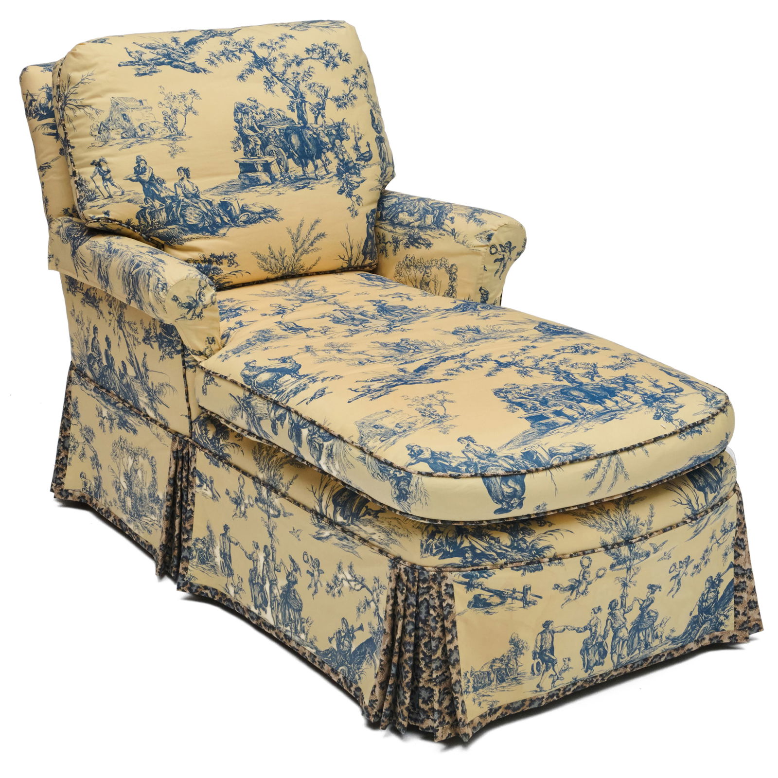 Toile Upholstered Chaise Lounge (1 of 11)