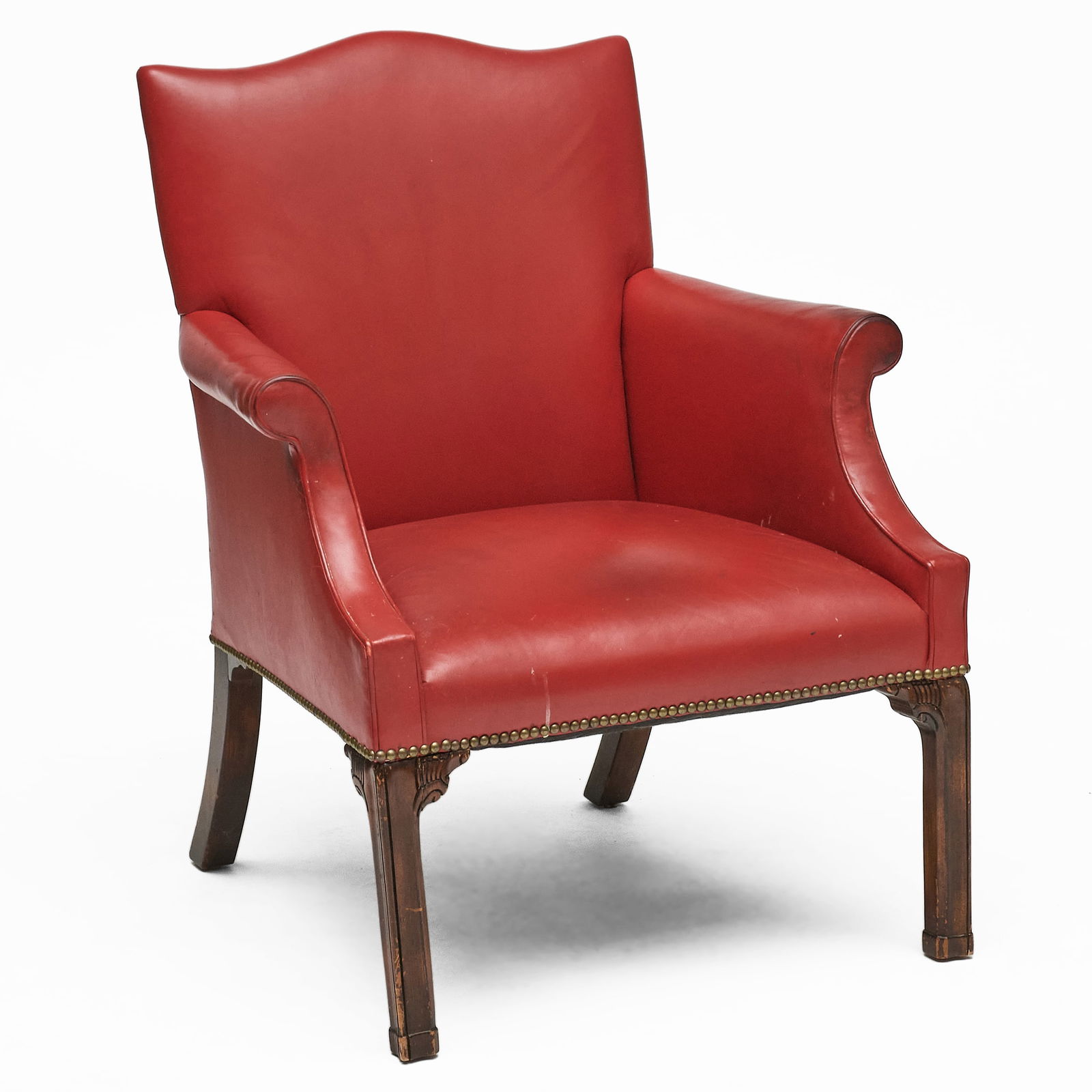 George III Style Red Leather Upholstered Armchair (1 of 7)
