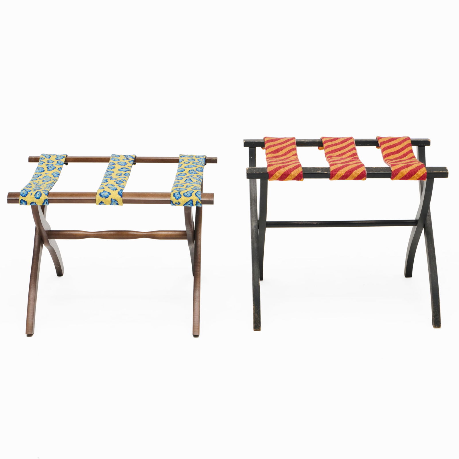 Two Needlepoint Luggage Stands - 2