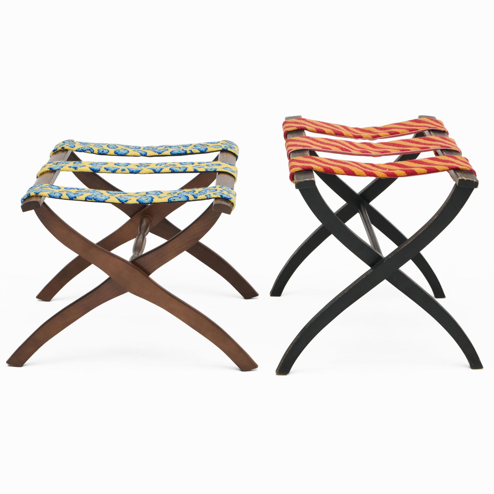 Two Needlepoint Luggage Stands - 3
