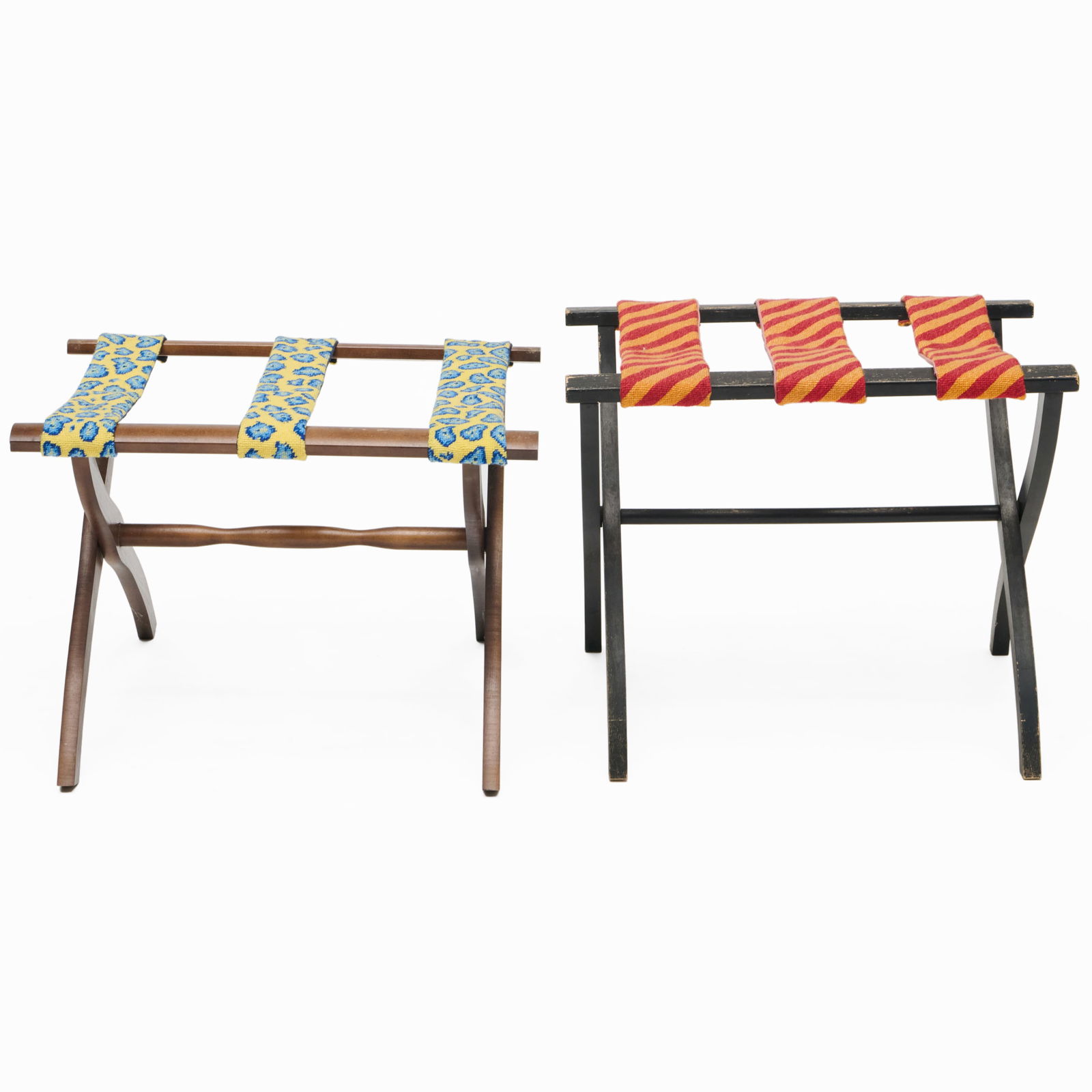 Two Needlepoint Luggage Stands - 4