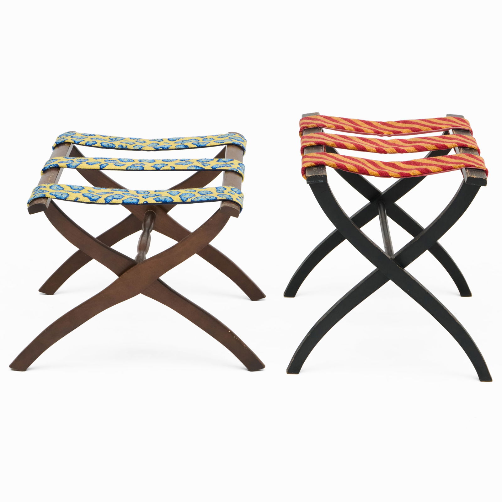 Two Needlepoint Luggage Stands - 5