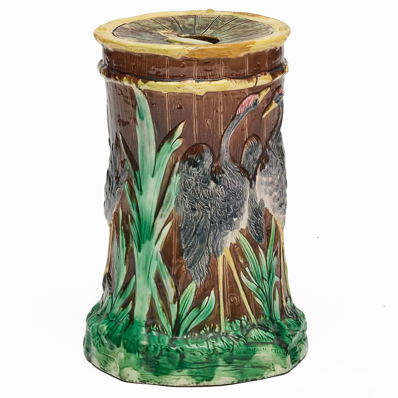 Thomas Forester Majolica Numidian Crane Garden Seat (1 of 8)
