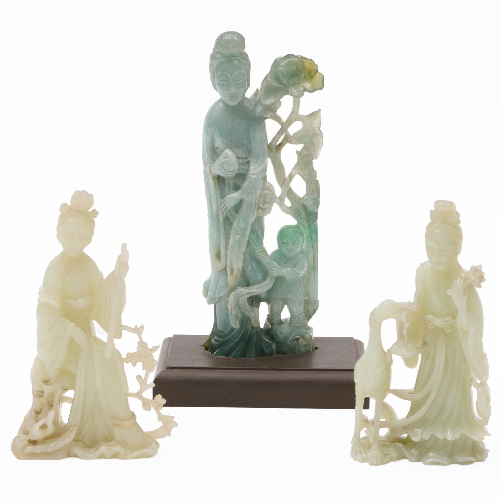 Group of Three Chinese Hardstone Models of Guanyin (1 of 16)