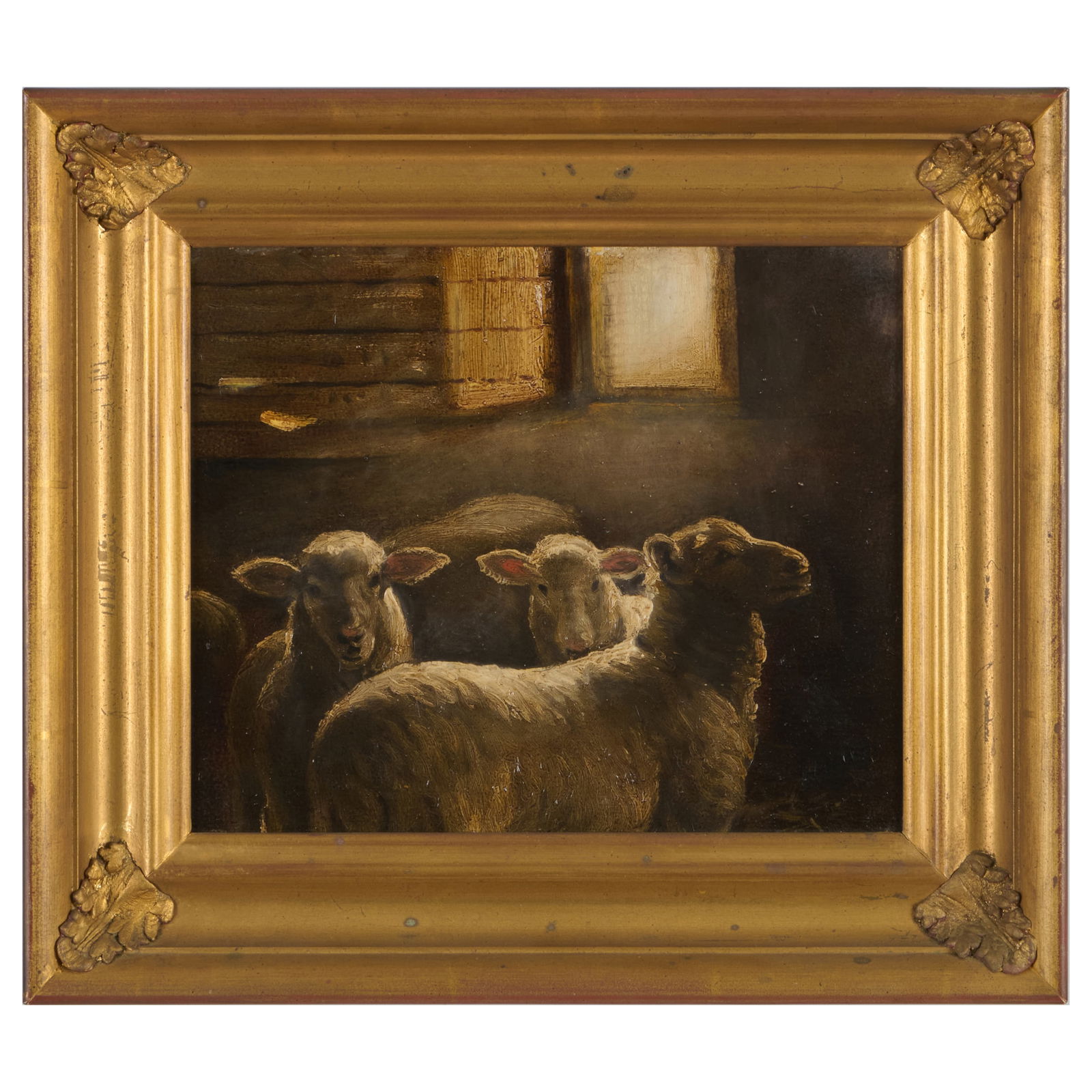 Peter Layne Arguimbau (b. 1951): Three Sheep: Peter Layne Arguimbau (b. 1951): Three Sheep Oil on board, signed 'Layne' lower right, with the artist's studio label; together with 20th Century School: Horses in a Pasture, oil on board, signed with