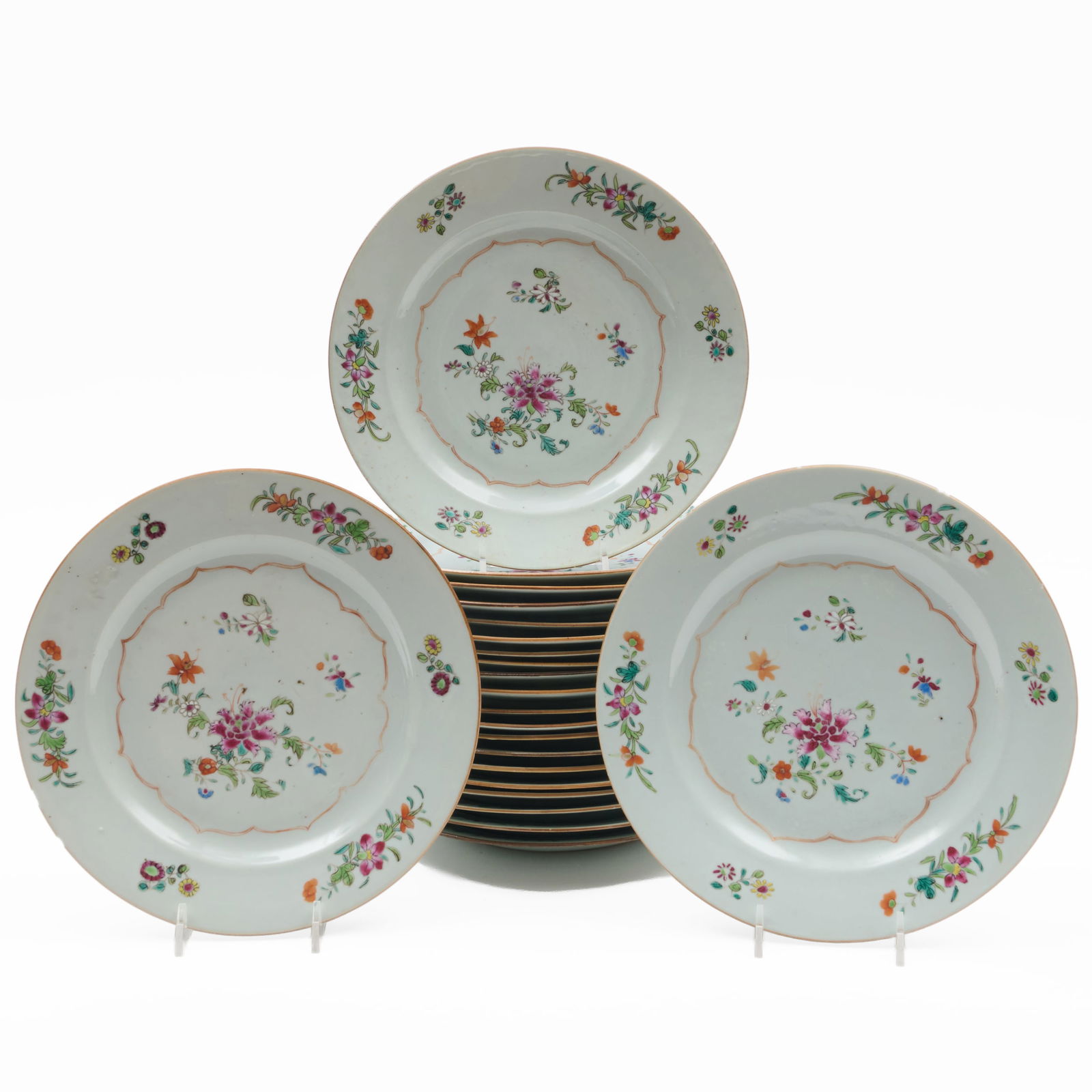 Set of Twenty-Two Chinese Export Famille Rose Porcelain Plates (1 of 9)