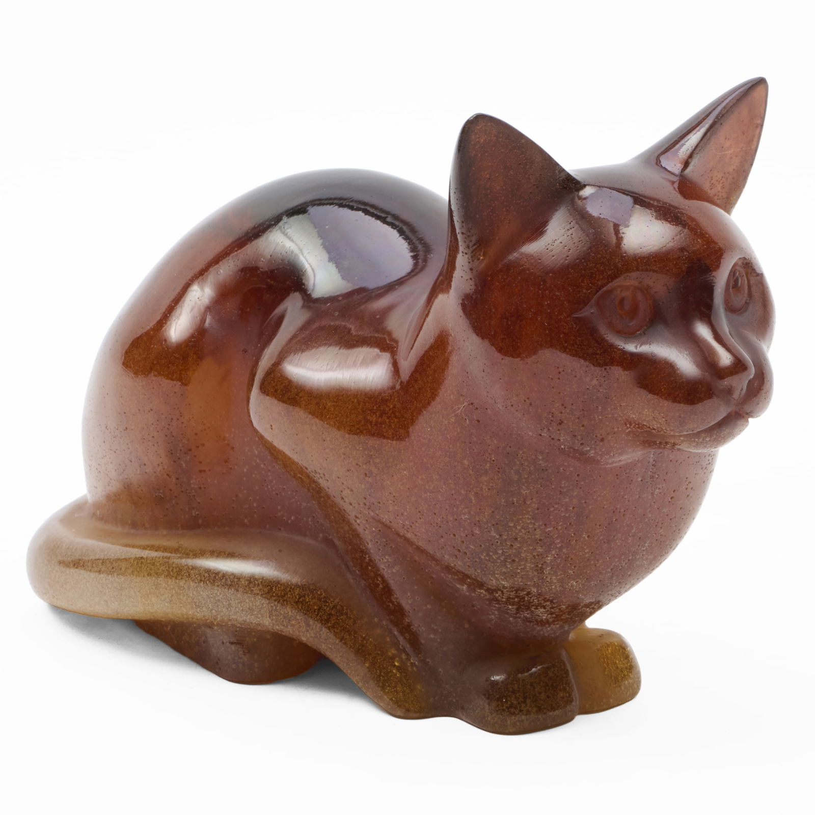 French Pate-de-Verre Model of a Cat: French Pate-de-Verre Model of a CatUnmarked.7 1/2 x 10 x 5 in.Collection of Lynn Chase from Money Pit Farm.