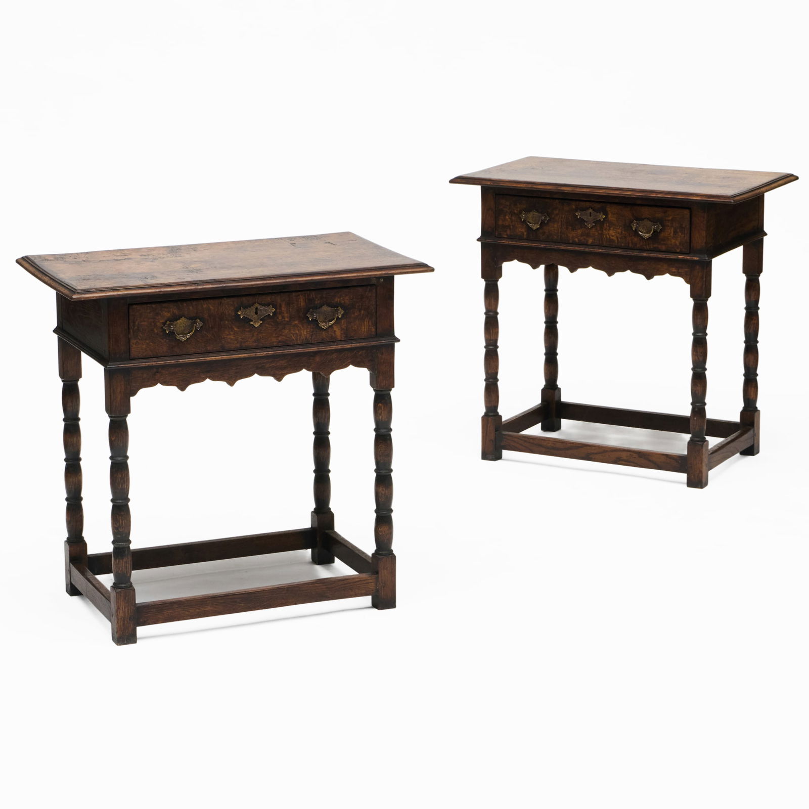 Pair of William and Mary Style Oak Side Tables (1 of 8)