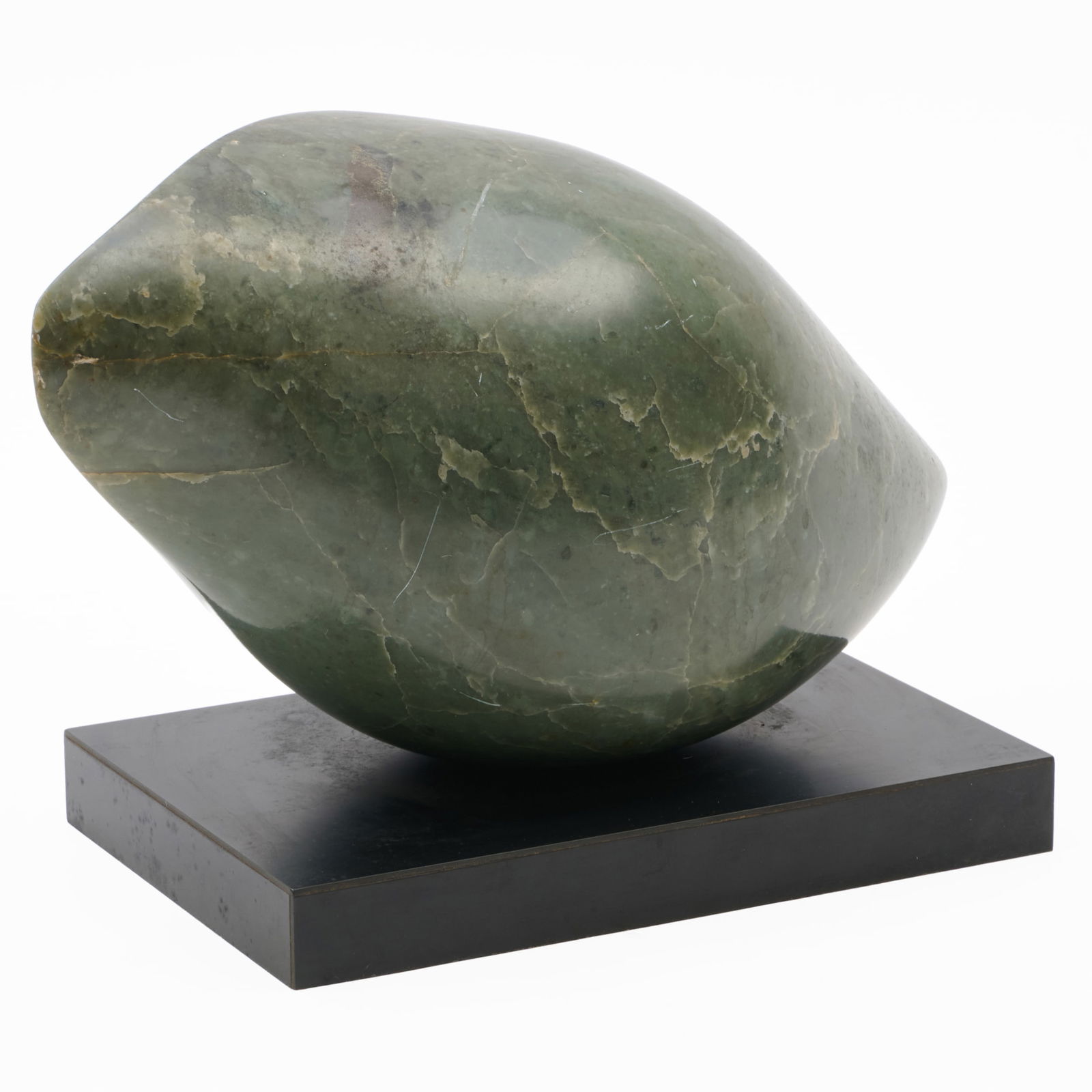 Attributed to Lynn Chase (1948-2025): Untitled: Attributed to Lynn Chase (1948-2025): Untitled Green marble on a black composite base, unmarked. 8 1/2 x 15 x 7 1/2 in., with base. Collection of Lynn Chase from Money Pit Farm.