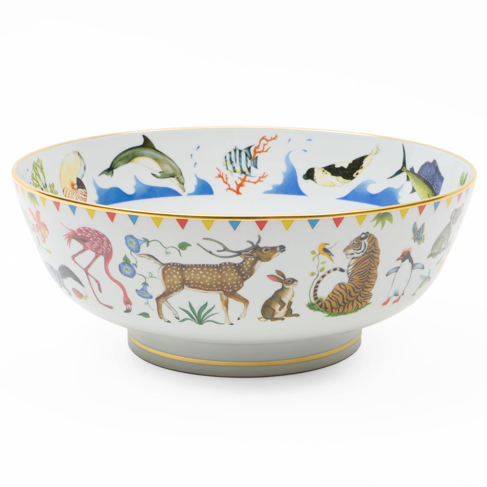 Lynn Chase Porcelain Punch Bowl in the 'Harmony II' Pattern: Lynn Chase Porcelain Punch Bowl in the 'Harmony II' PatternPrinted mark.6 x 14 3/4 in. diam.Collection of Lynn Chase from Money Pit Farm.