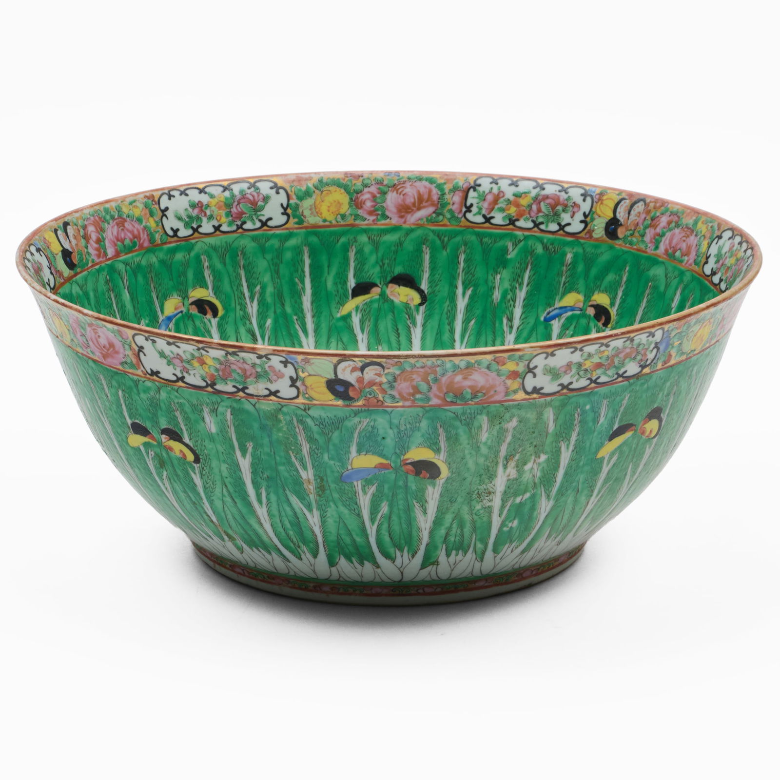 Large Chinese Export Porcelain 'Bok Choy' Pattern Punch Bowl (1 of 7)