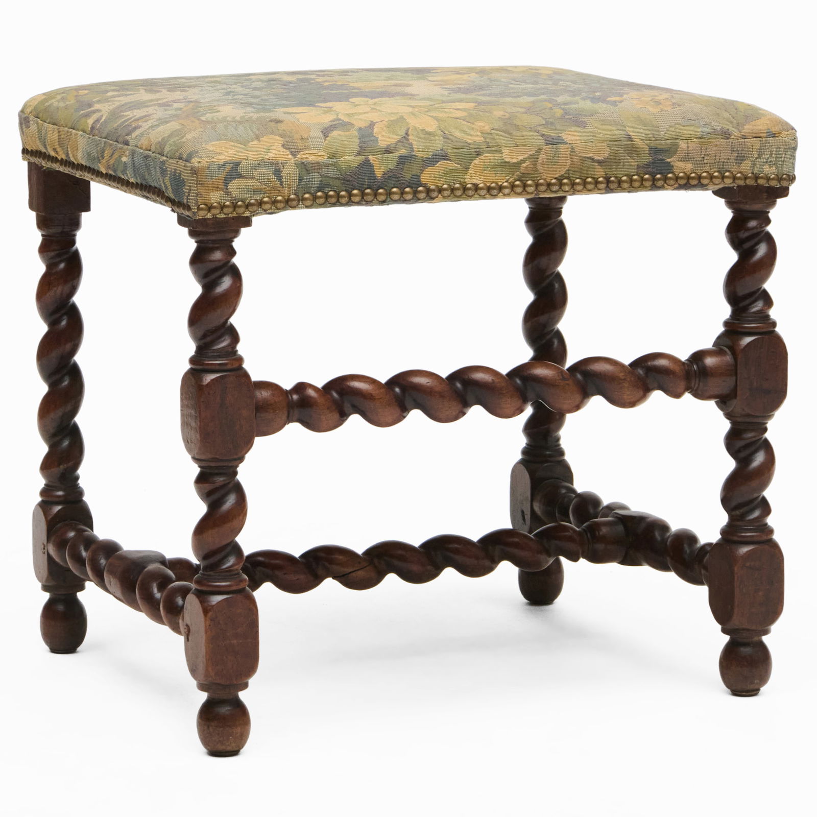 Flemish Baroque Style Walnut and Tapestry Upholstered Stool (1 of 9)