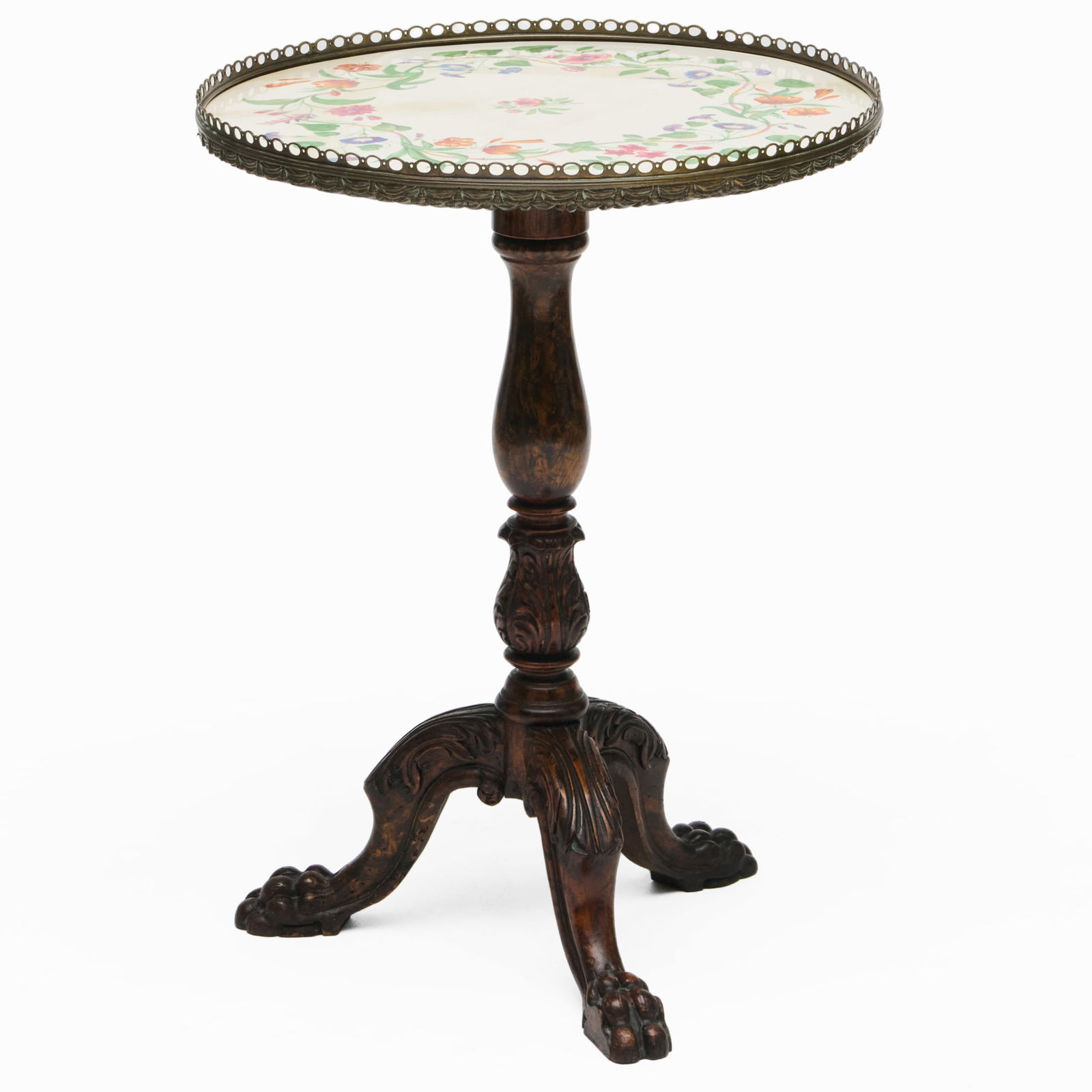 William IV Grain Painted Walnut and Painted Porcelain Gueridon: William IV Grain Painted Walnut and Painted Porcelain Gueridon30 1/2 x 22 1/2 in. 