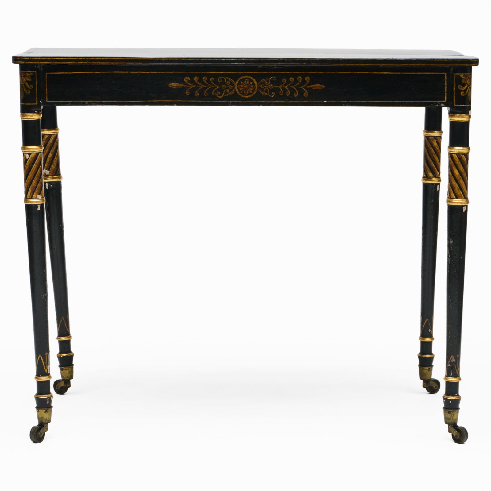 Regency Black and Gilt Painted Console Table - 2