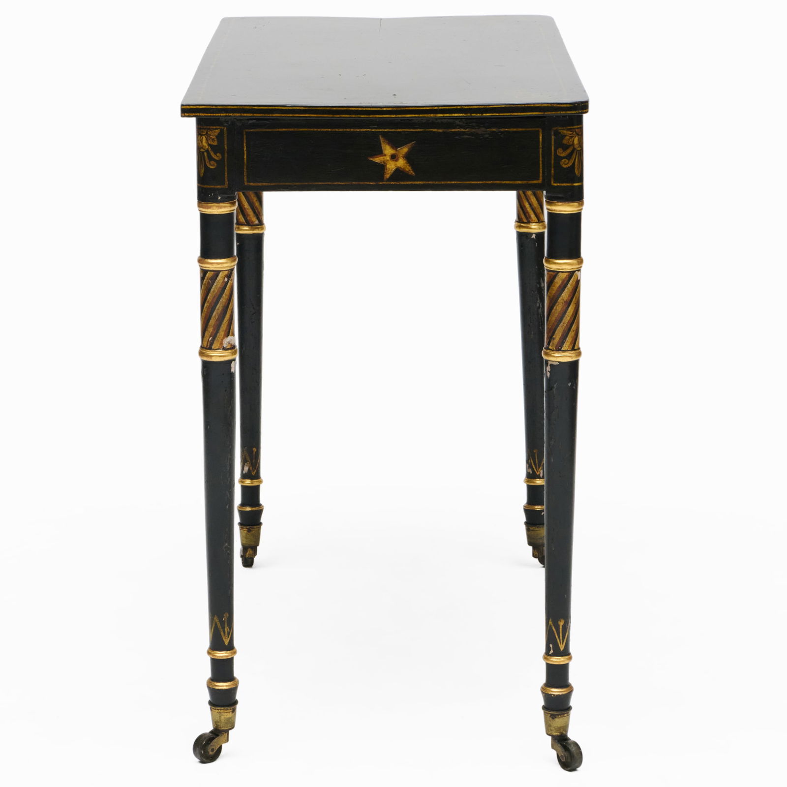 Regency Black and Gilt Painted Console Table - 5