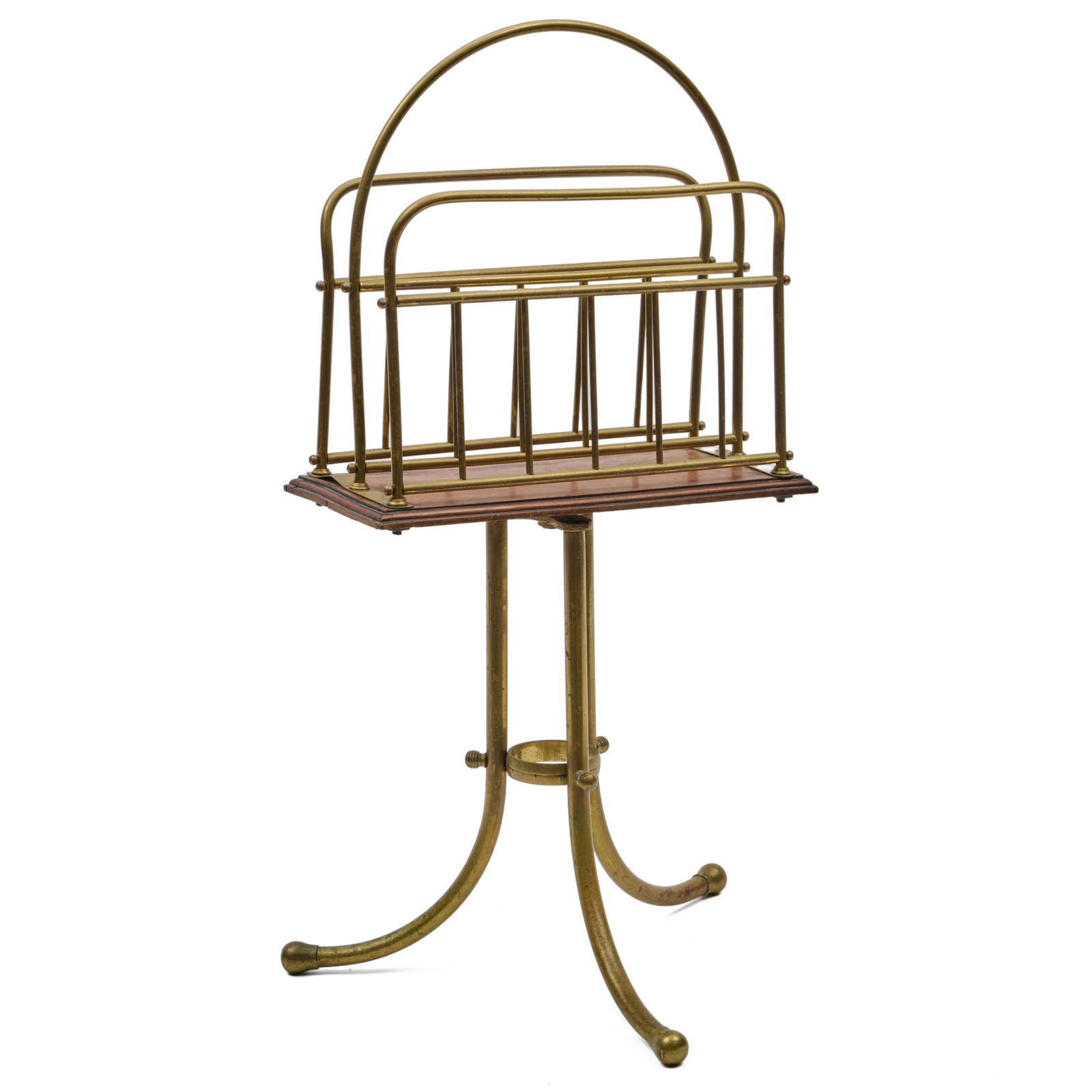 Brass-Mounted Mahogany Magazine Stand: Brass-Mounted Mahogany Magazine Stand27 1/4 x 14 x 6 1/2 in. 15 x 15 x 15 in, the base. 