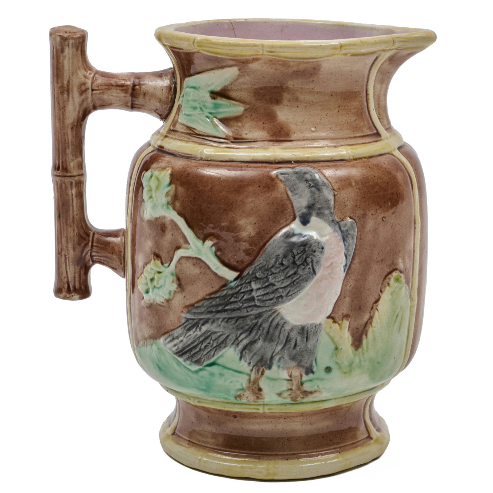 Large English Majolica Pitcher: Large English Majolica Pitcher Unmarked.9 x 8 1/4 x 6 1/2 in.