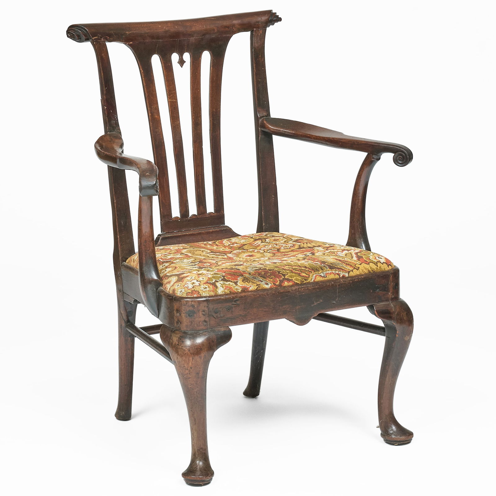 George II Oak Armchair with Needlepoint Seat (1 of 7)