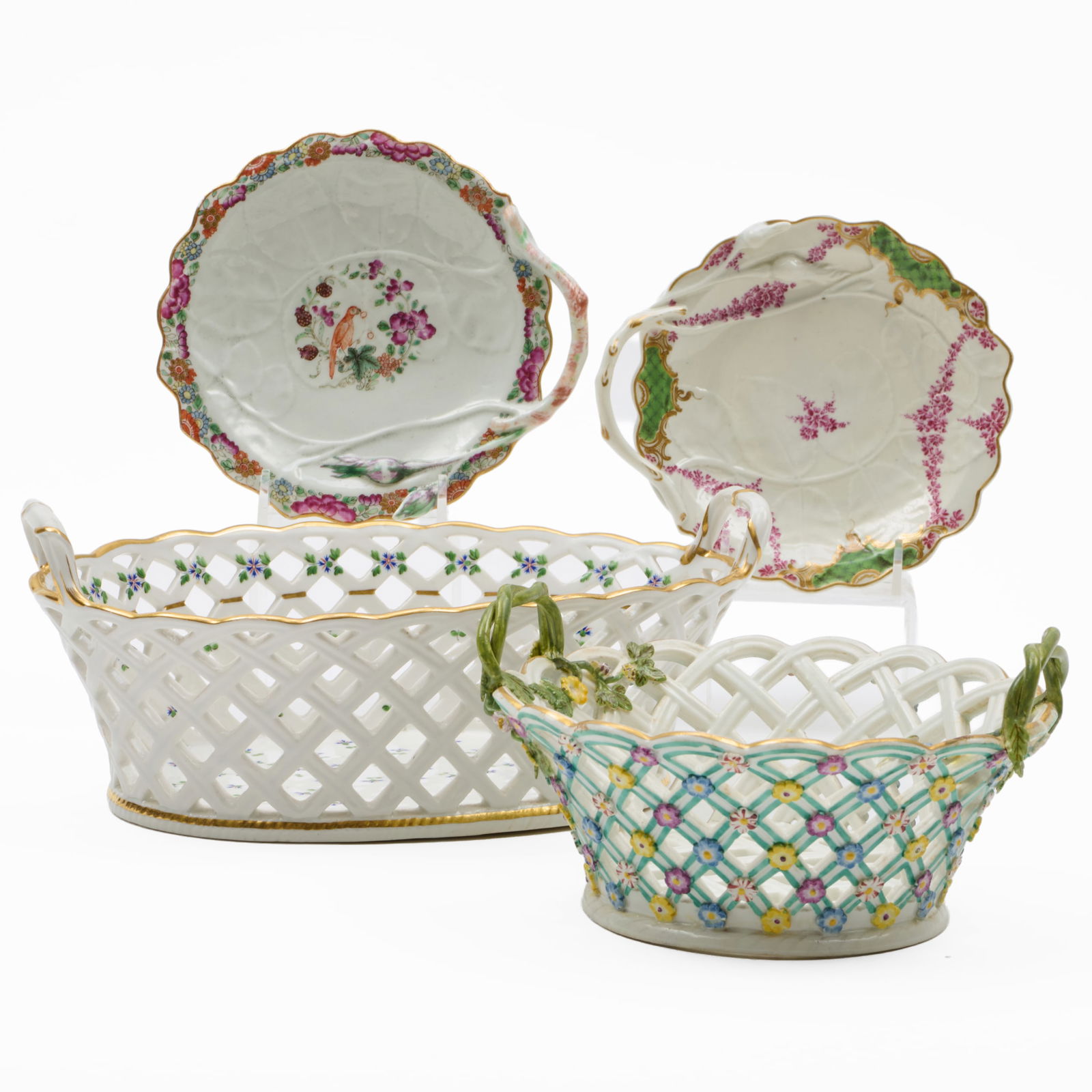 Two Porcelain Reticulated Baskets and Two Shell Dishes (1 of 20)