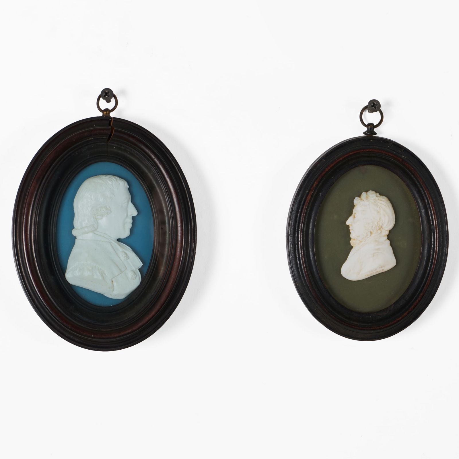 Two James Tassie Portraits: Two James Tassie Portraits Comprising: A portrait of Henry Hunter A portrait of Edin H. Enning The Hunter 6 x 4 3/4 in. (frame), the Enning 5 1/4 x 4 in. (frame).