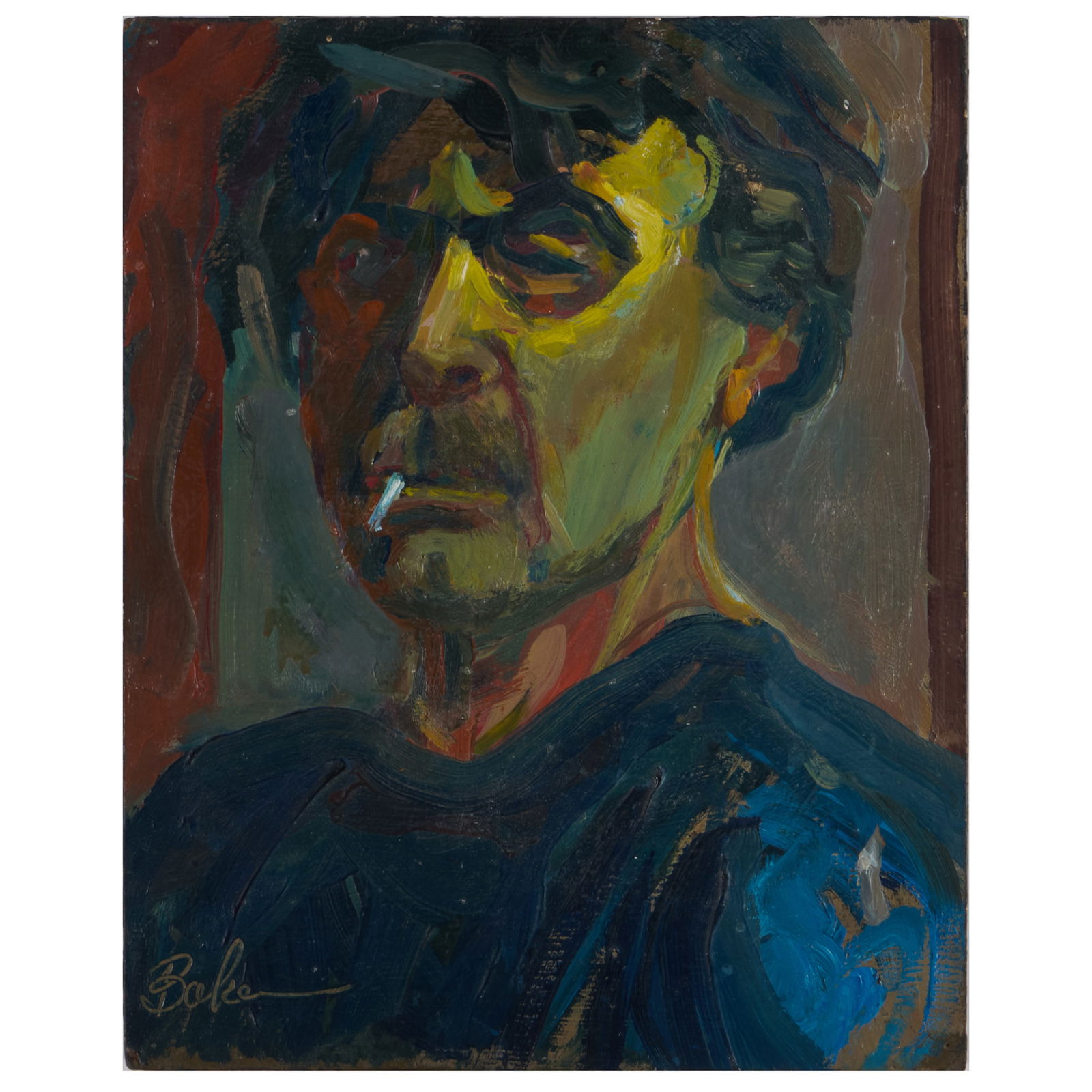 20th Century School: Portrait of a Man: 20th Century School: Portrait of a Man Oil on Masonite, indistinctly signed lower left. 10 x 8 in., unframed.