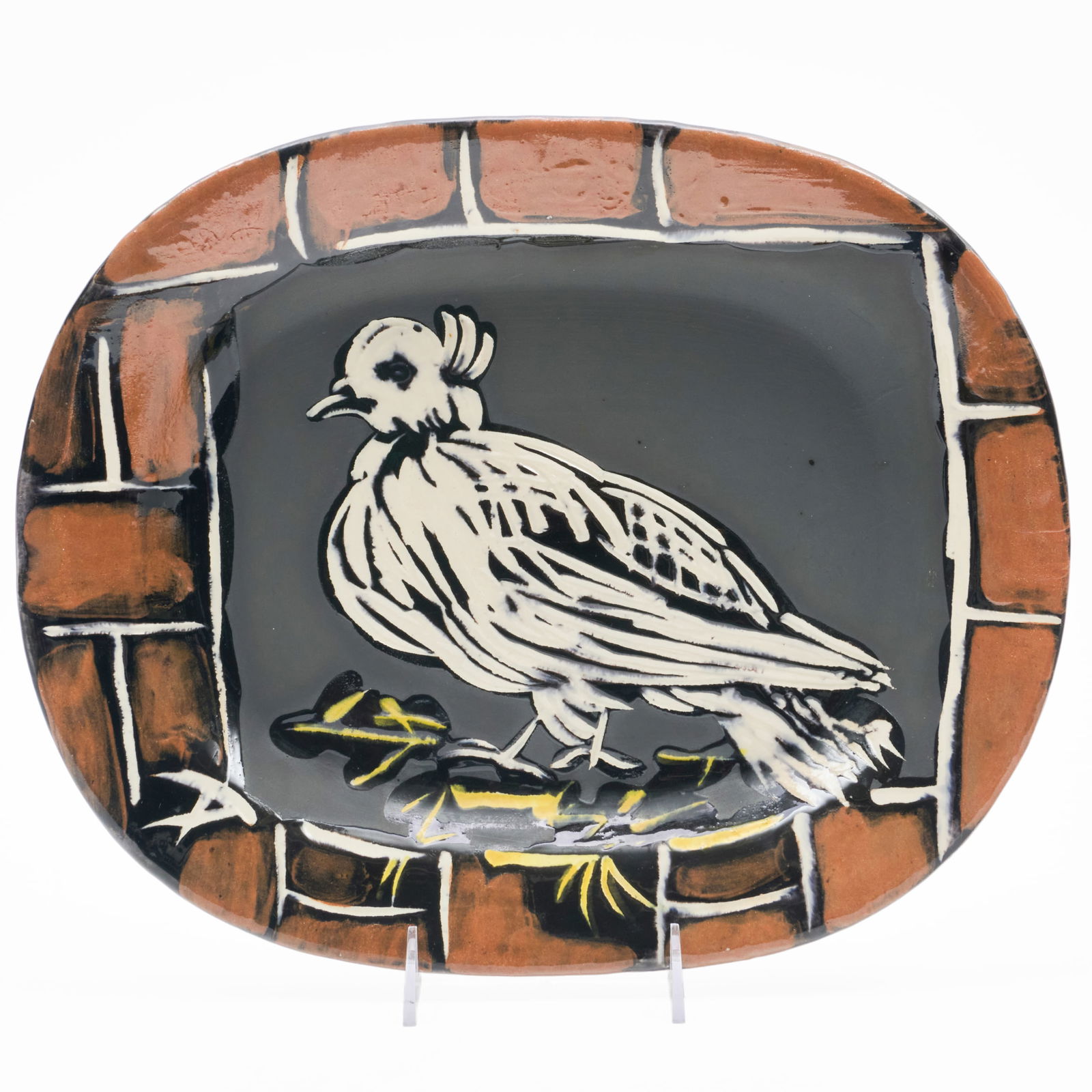 Pablo Picasso (1881-1973): Colombe Mate: Pablo Picasso (1881-1973): Colombe Mate Glazed ceramic, 1948, with the Picasso Madoura stamp on the underside, from the edition of 450. 12 1/4 x 15 in. Literature: Ramie 77. The Collection of Alan and